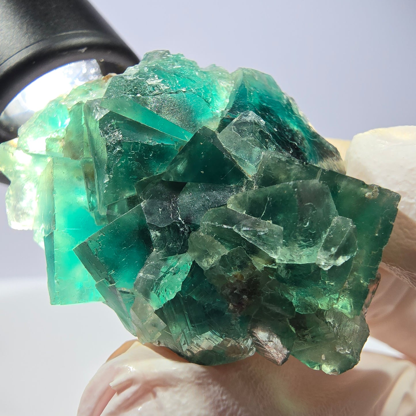 Spécimen de cube de fluorite fantôme transparente, vert Okorusu, Namibie 44 x 34 x 21 mm