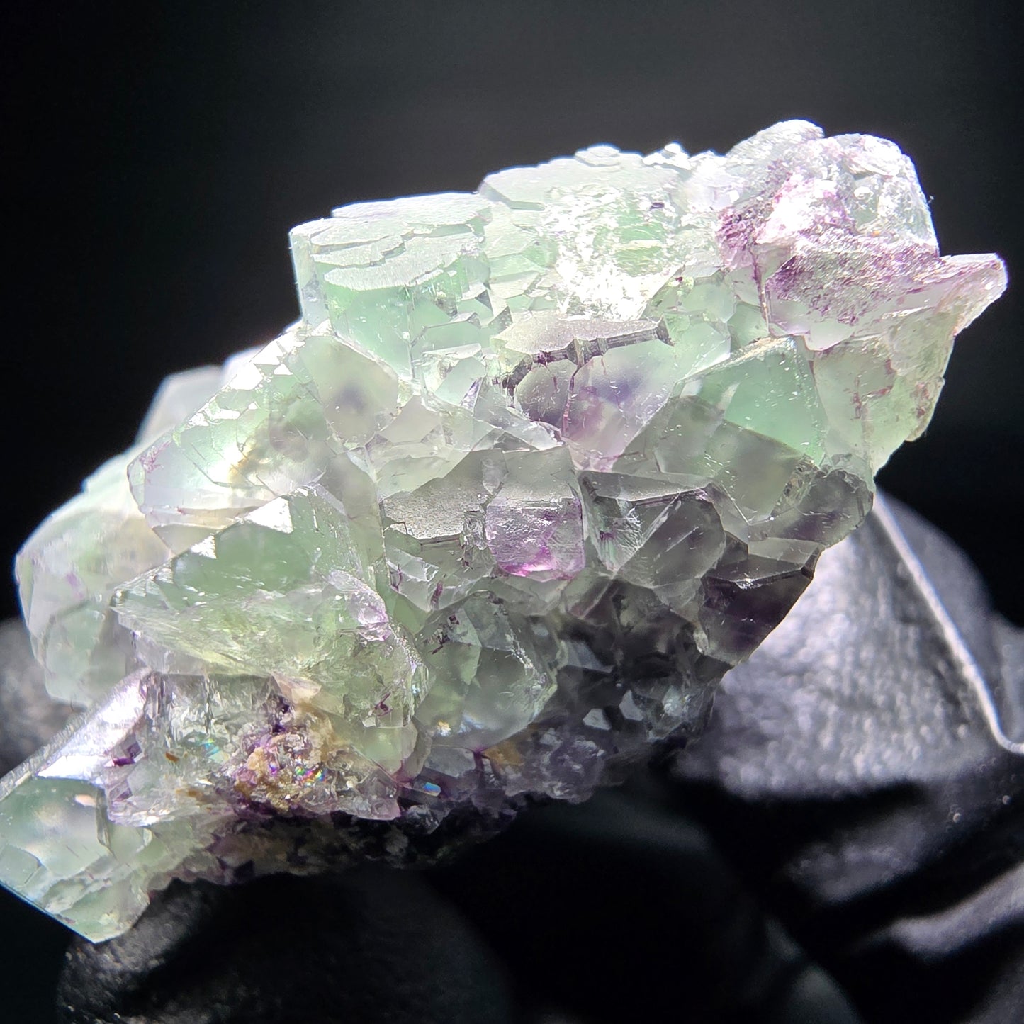 Rare zonar fluorite vert violet Schörl tourmaline spécimen Erongo Namibie 60*41*20mm