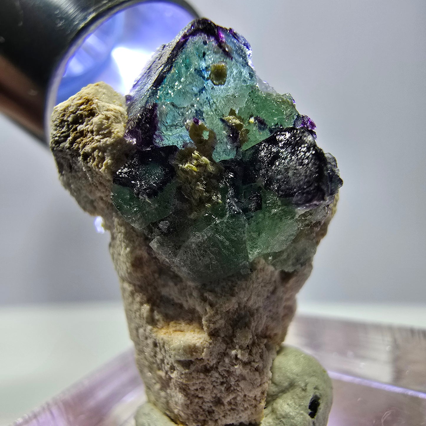 Cube de fluorite fantôme, zonal, spécimen d'orthose, Erongo, Namibie, 24 x 20 x 14 mm