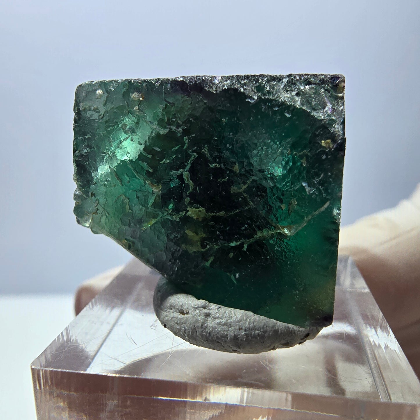 Phantom Fluorit Würfel Stufe, parkettiert grün lila Okorusu, Namibia 25*25*21mm