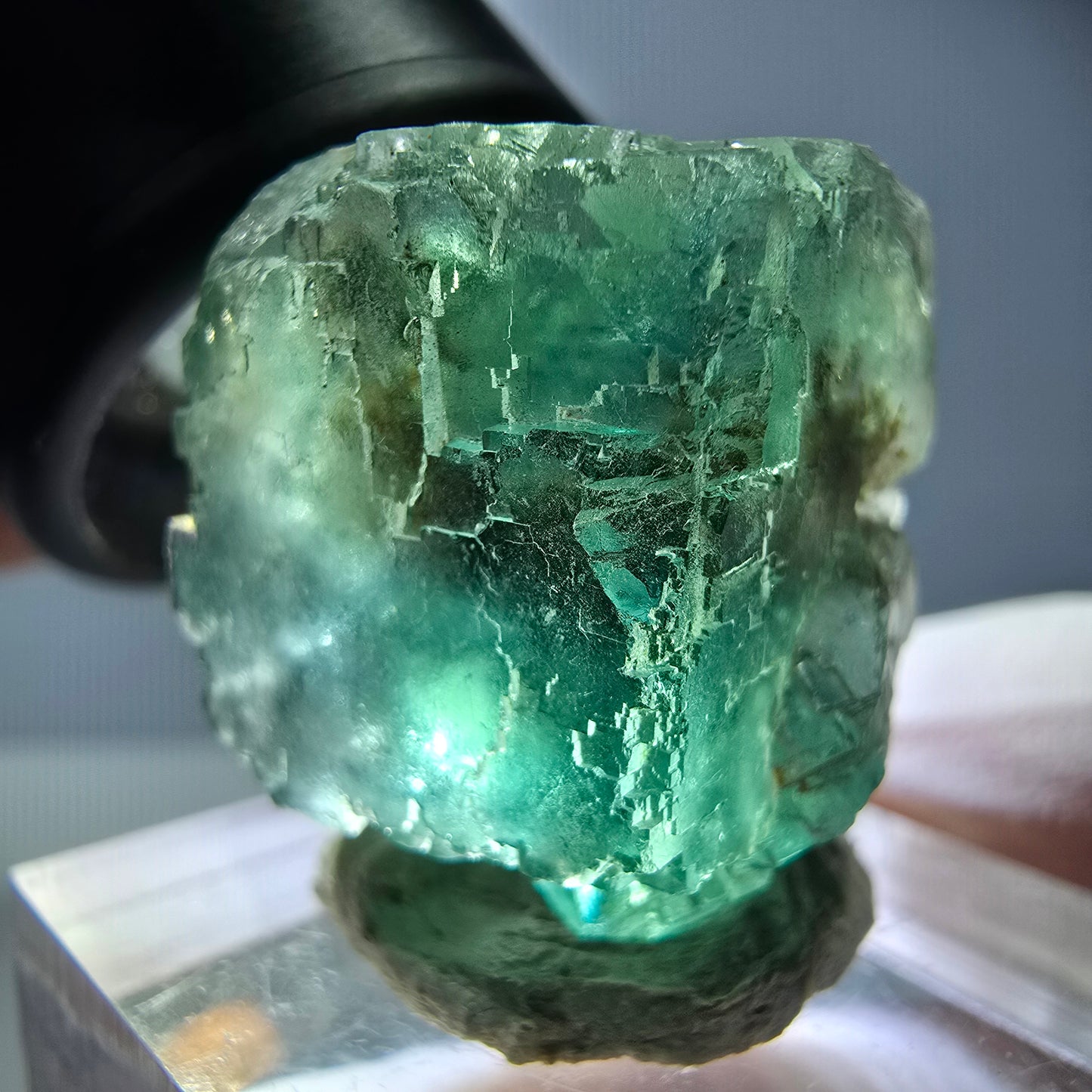 Klarer Phantom Fluorit Würfel parkettiert, grün Okorusu, Namibia 24*21*18mm