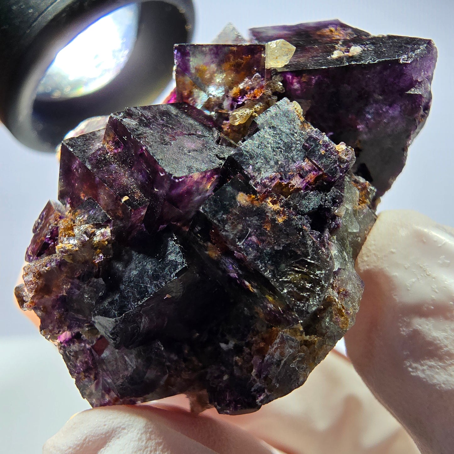 Rare spécimen de cube de fluorite fantôme, vert-violet, Okorusu, Namibie, 41 x 34 x 24 mm