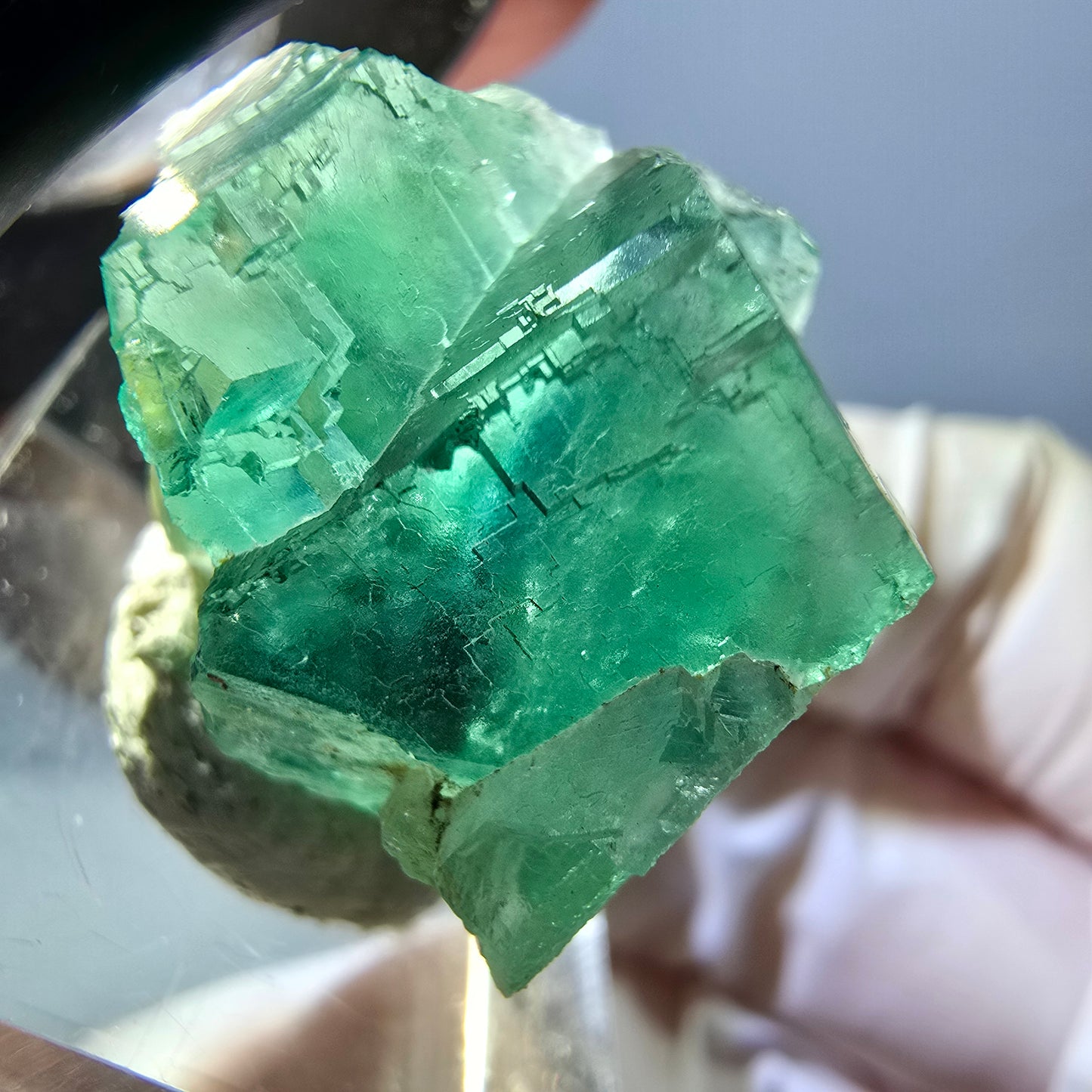 Phantom Fluorit Würfel Stufe, grün parkettiert Okorusu, Namibia 26*21*21mm