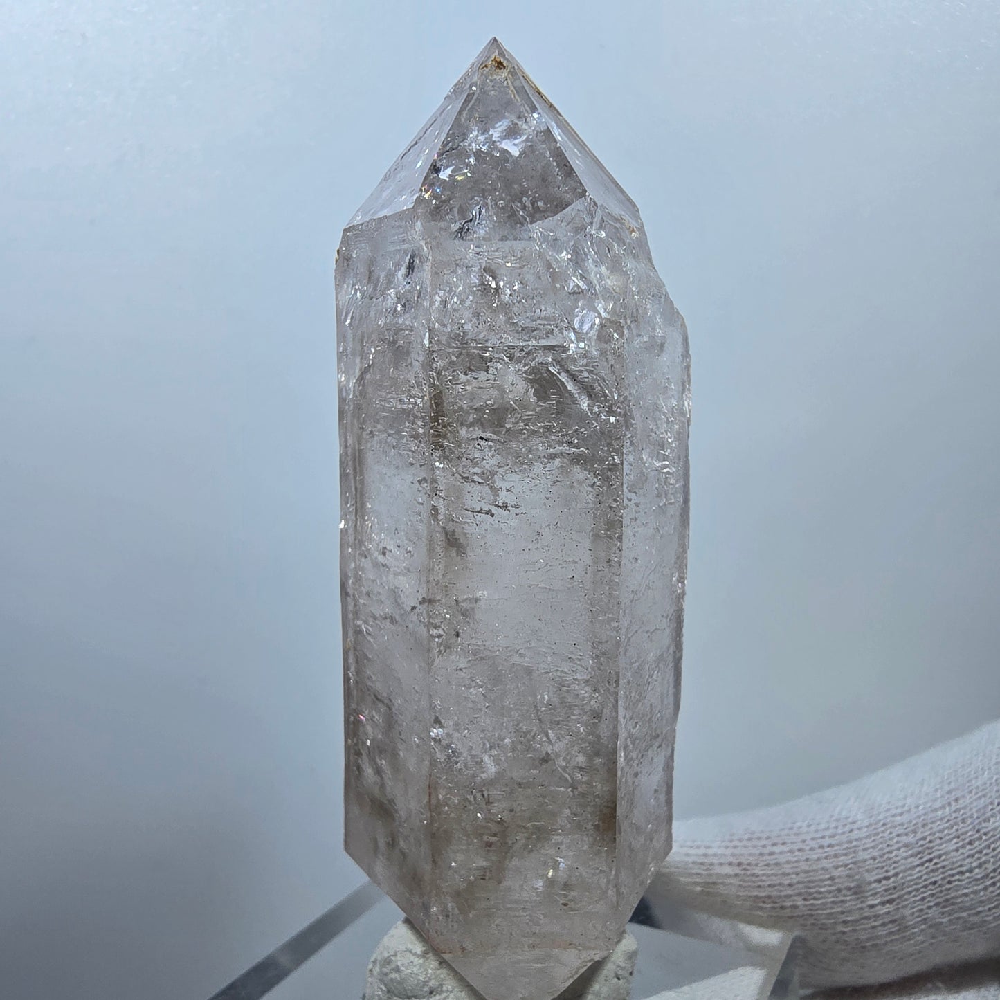 Sceptre DT Enhydro en quartz fumé squelette, 2 gobos de poche Bubble Valentine. Namibie 85 x 32 x 27 mm