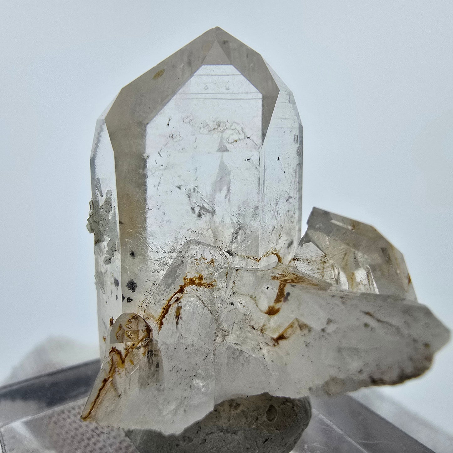 Phantom Quartz Prehnite Hematite Crystal Streep Mine Goboboseb Namibia 29*26*27mm