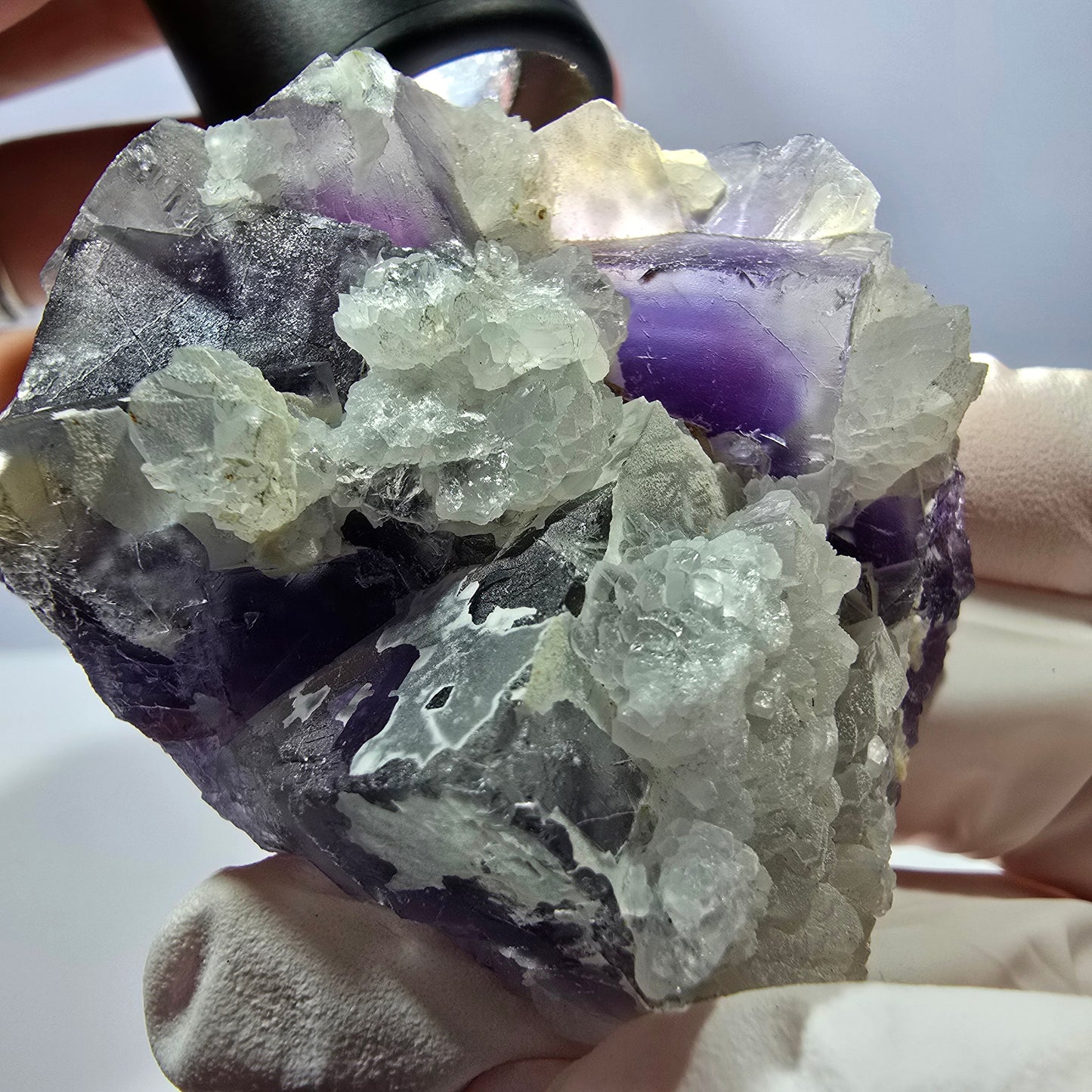 Rare cube de fluorite fantôme, spécimen de quartz violet Okorusu, Namibie, 53 x 42 x 24 mm