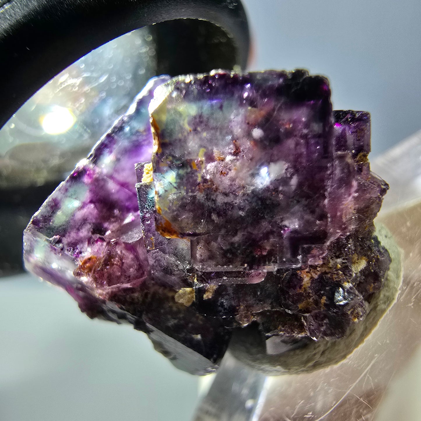 Phantom Fluorit Würfel Stufe, grün lila Okorusu, Namibia 24*21*17mm