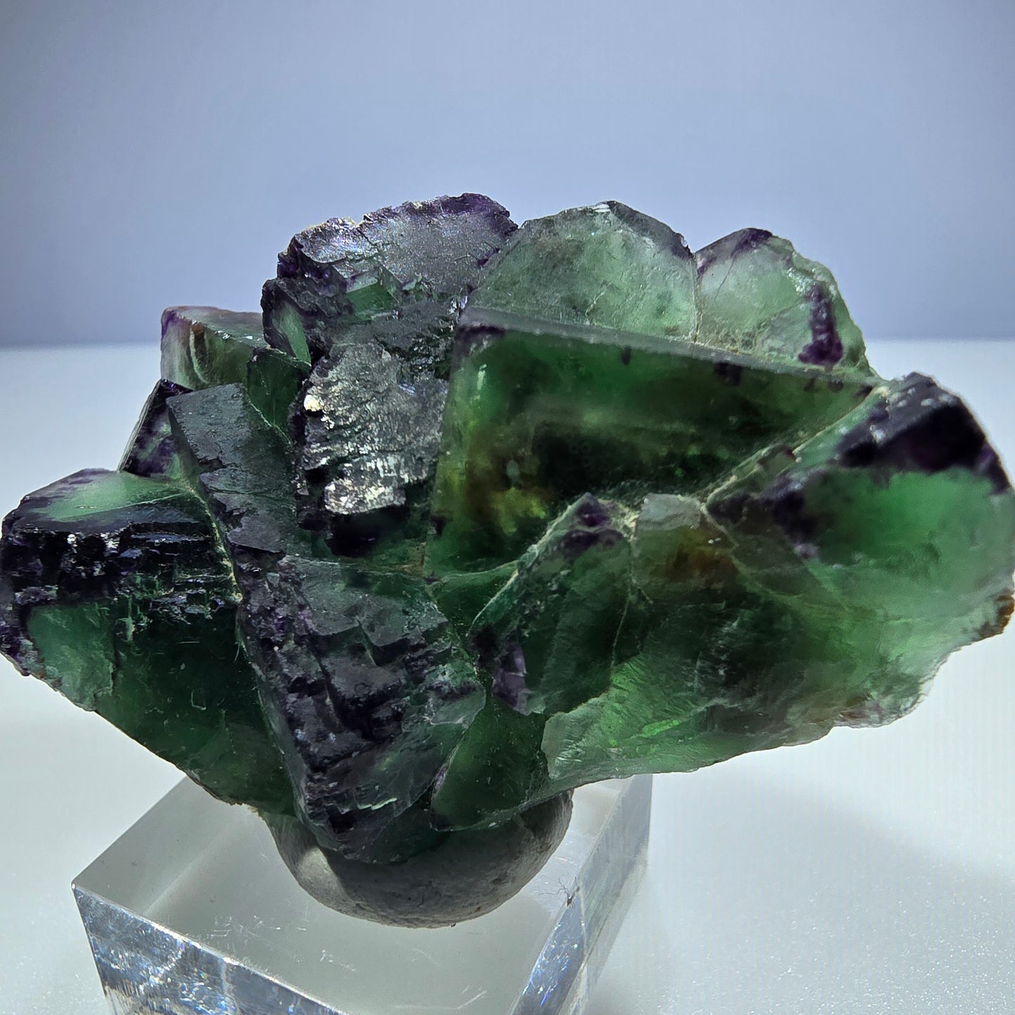 Seltene Phantom Fluorit Würfel Stufe zonal grün lila Okorusu, Namibia 61*41*27mm