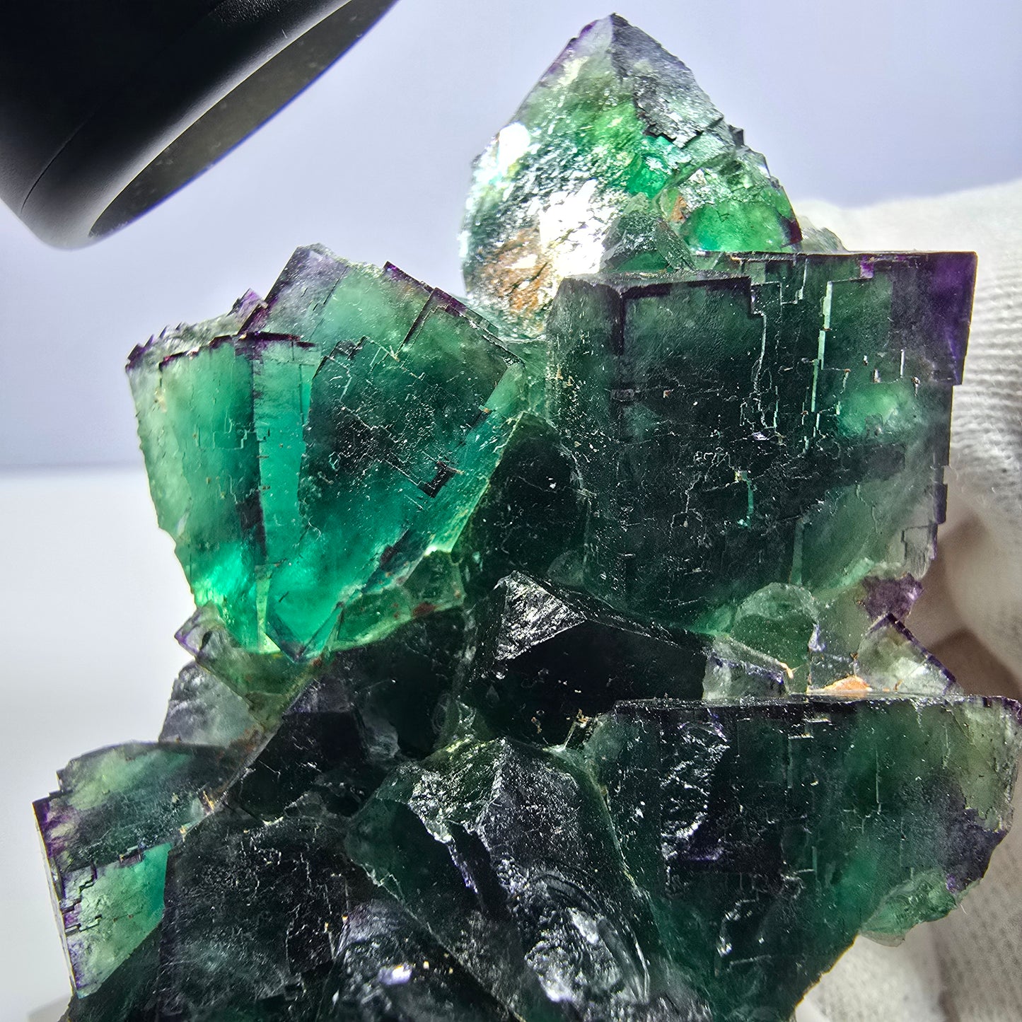 Phantom Fluorit Würfel Stufe, parkettiert grün lila Okorusu, Namibia 79*54*31mm