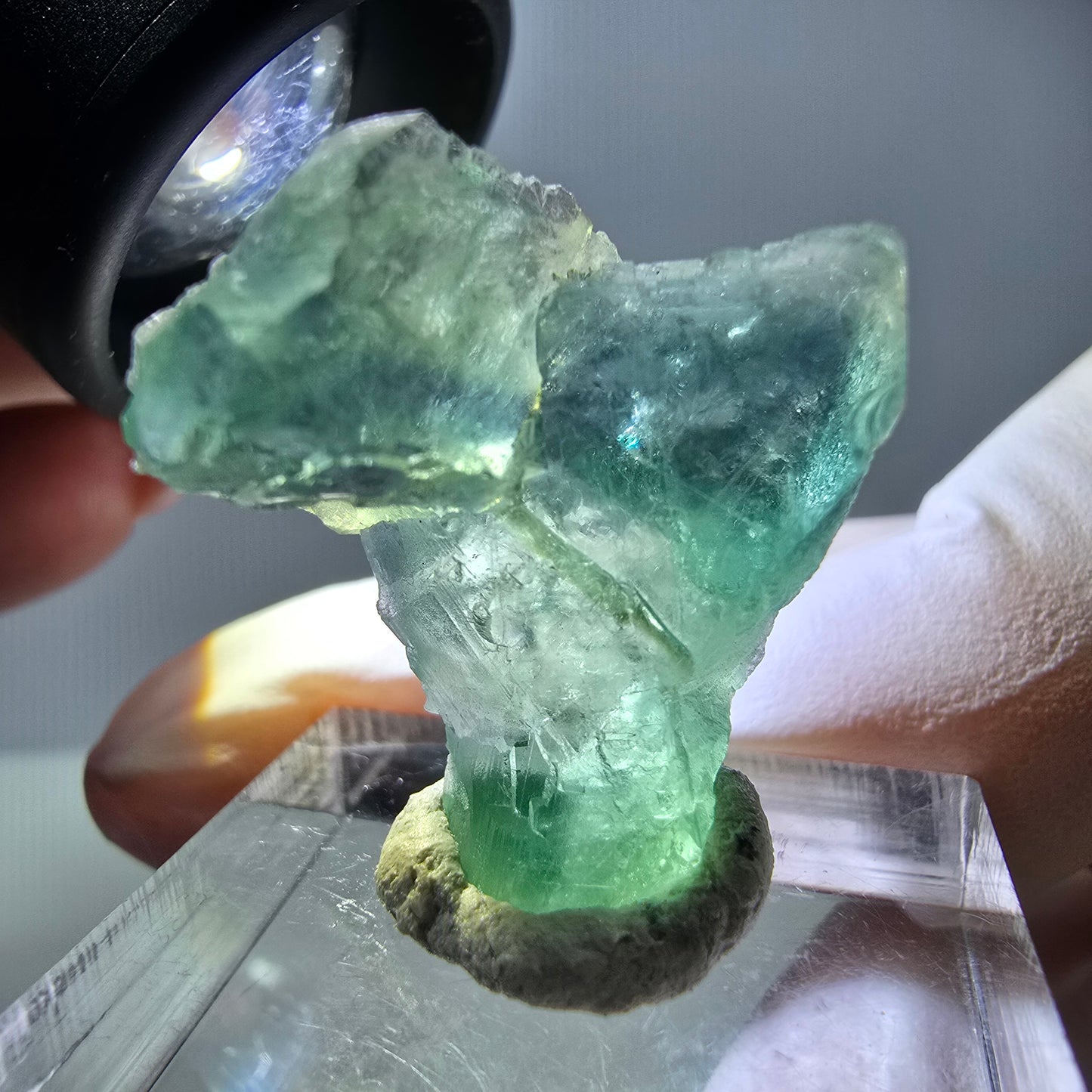 Phantom Fluorit Würfel Stufe, grün parkettiert Okorusu, Namibia 24*23*13mm