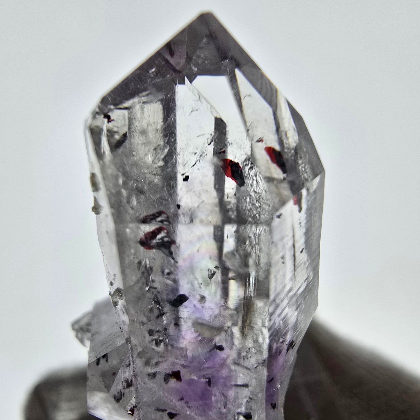 Améthyste fantôme Harlequin, spécimen de préhnite, mine Streep, Namibie, 34 x 18 x 14 mm
