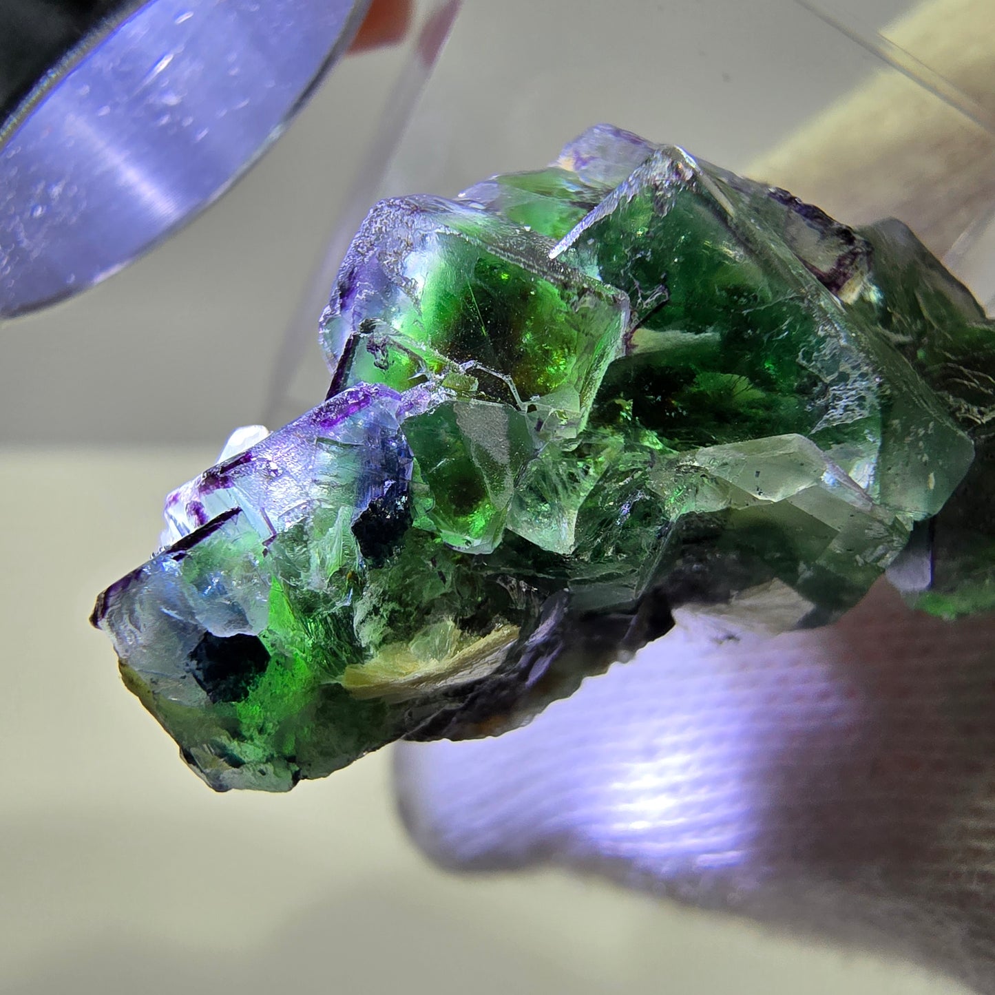 Fluorite fantôme, quartz fumé, hyalite, tourmaline de Schörl, muscovite, Erongo, Namibie, 37 x 18 x 18 mm