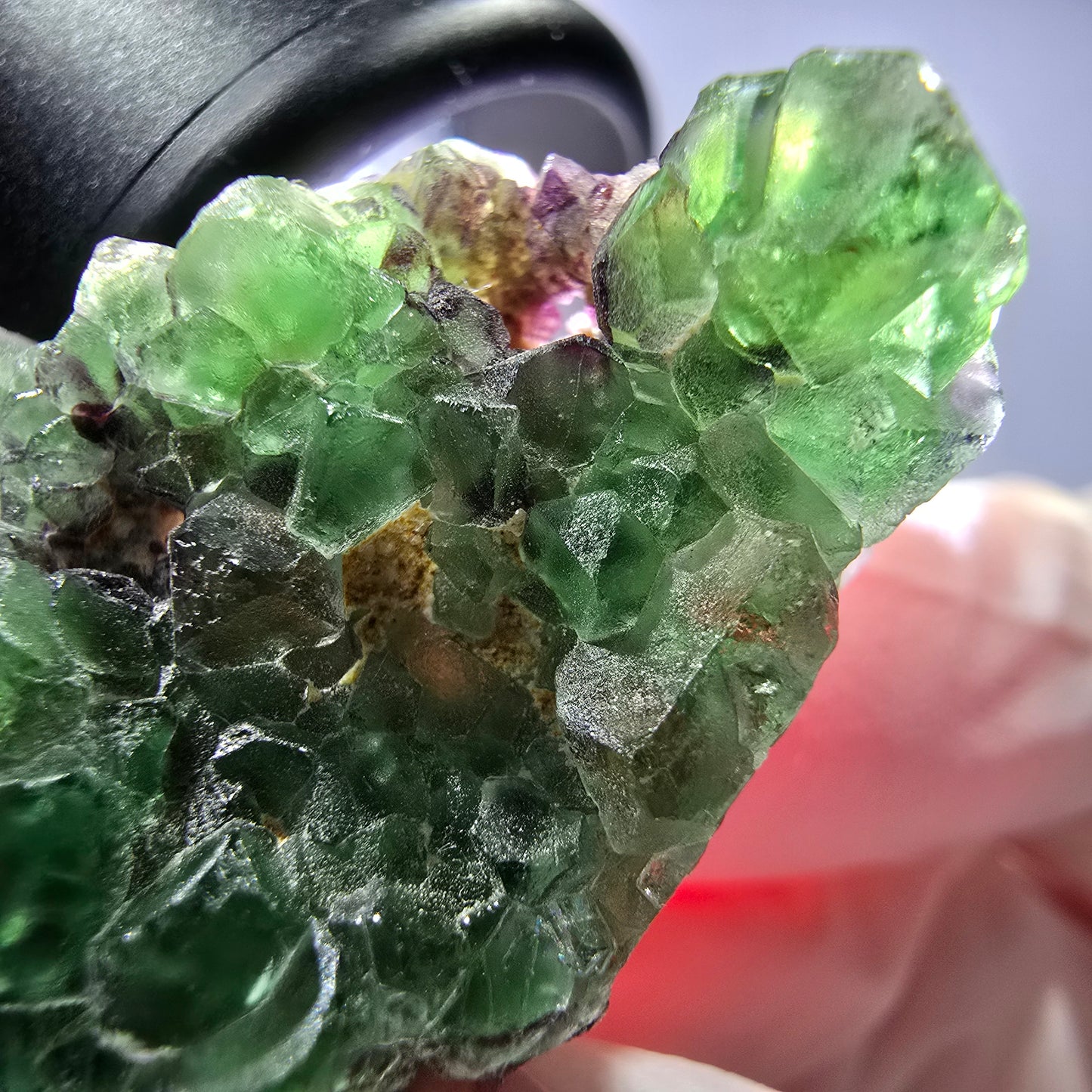 Cube de fluorite fantôme, zonal, spécimen de muscovite, Erongo, Namibie, 40 x 23 x 17 mm