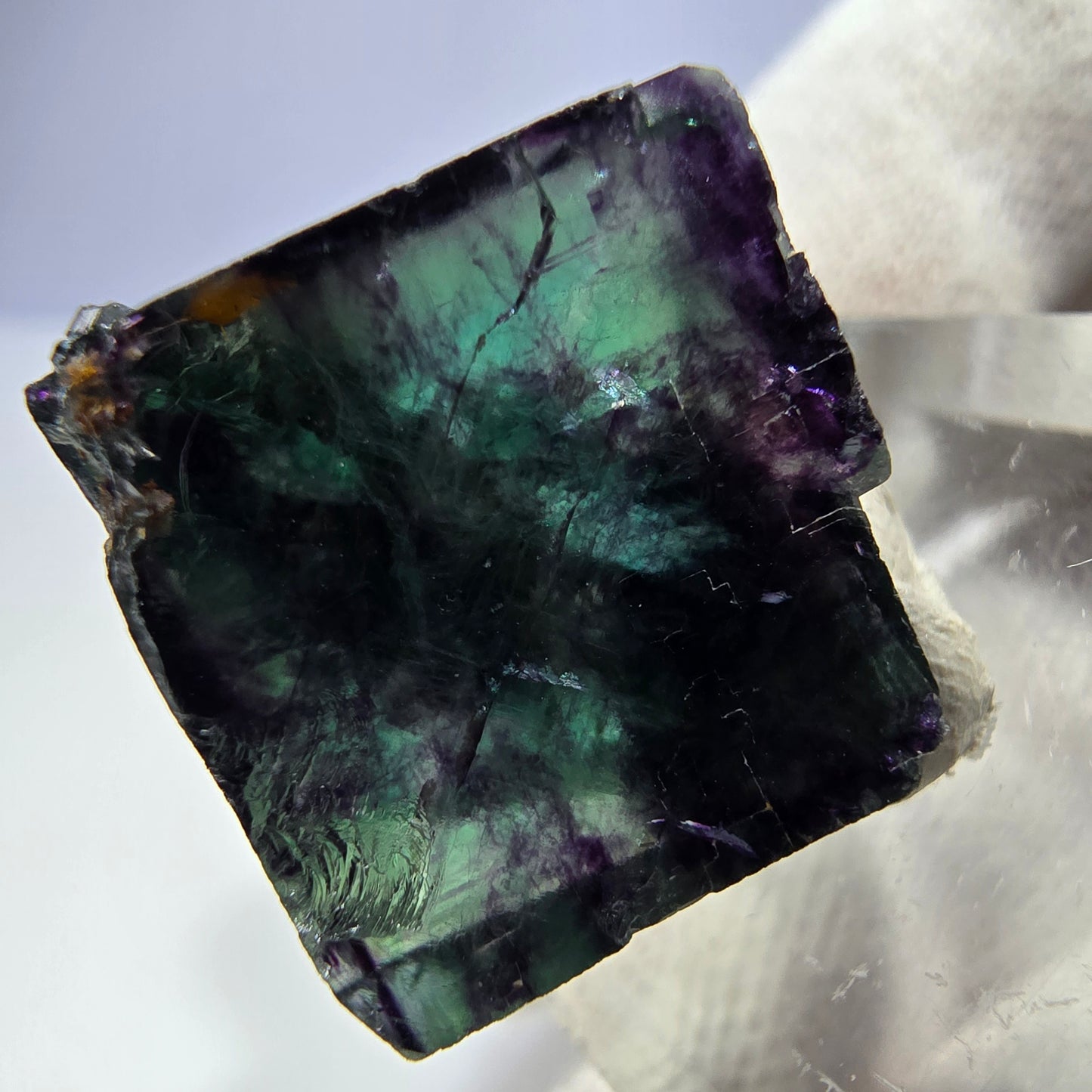 Clear Phantom Fluorite Cube Specimen zonal green purple Okorusu, Namibia 24*23*14mm