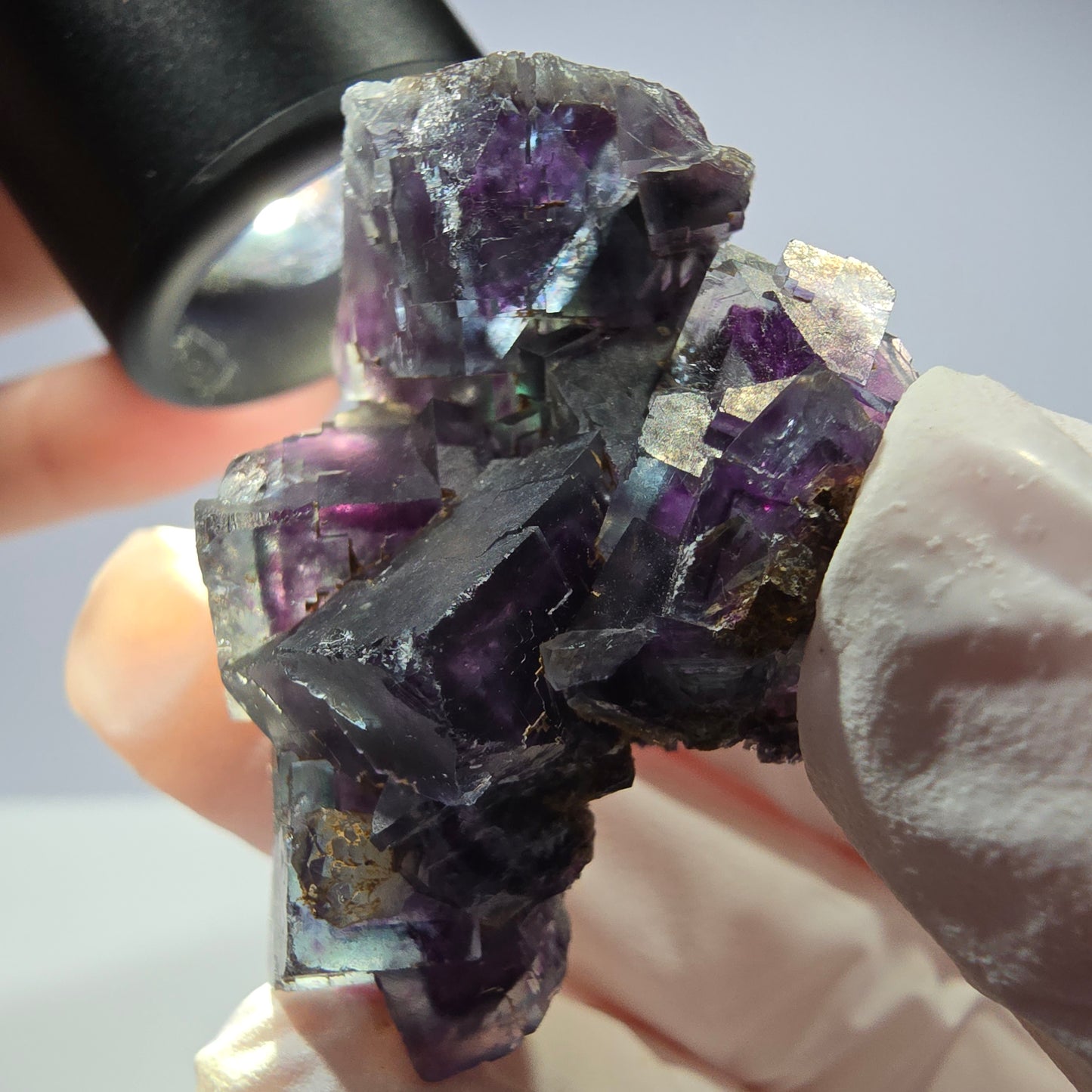 Spécimen de cube de fluorite fantôme parqueté vert violet Okorusu, Namibie 34*32*18 mm