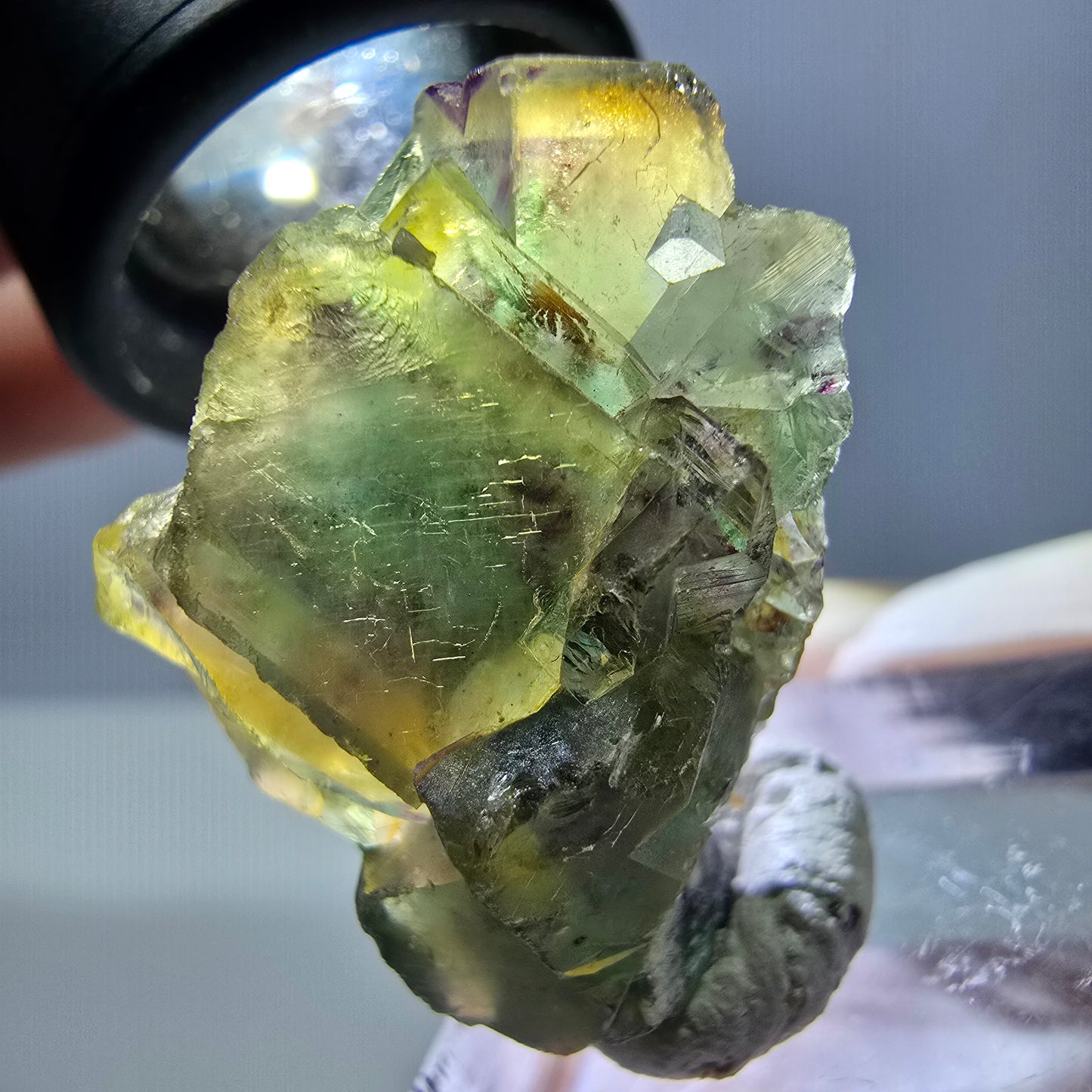 Phantom Fluorit Würfel Stufe, grün gelb lila Okorusu, Namibia 31*21*14mm
