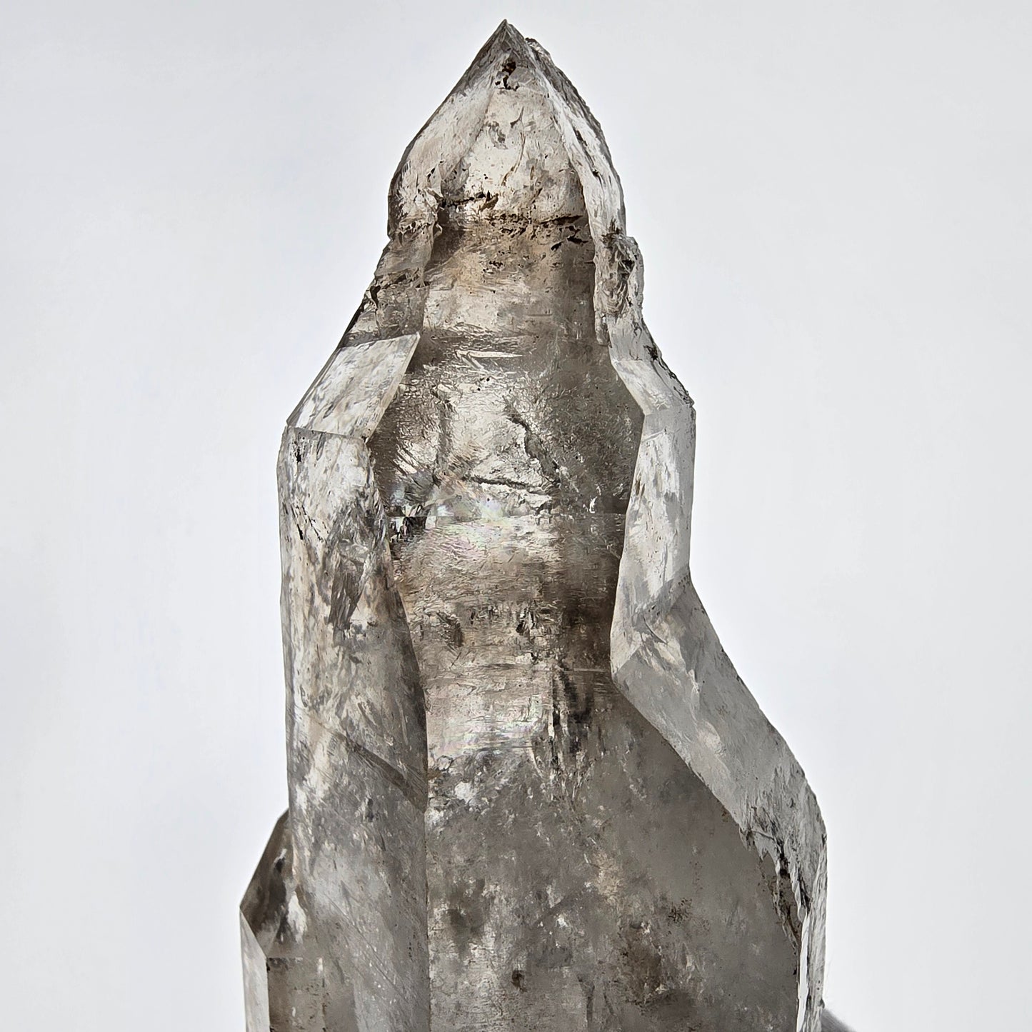 XL Enhydro Skeleton Quartz fumé DT, calcite UV, 2x Bubble Valentine Pocket Namibie 165*56*45mm