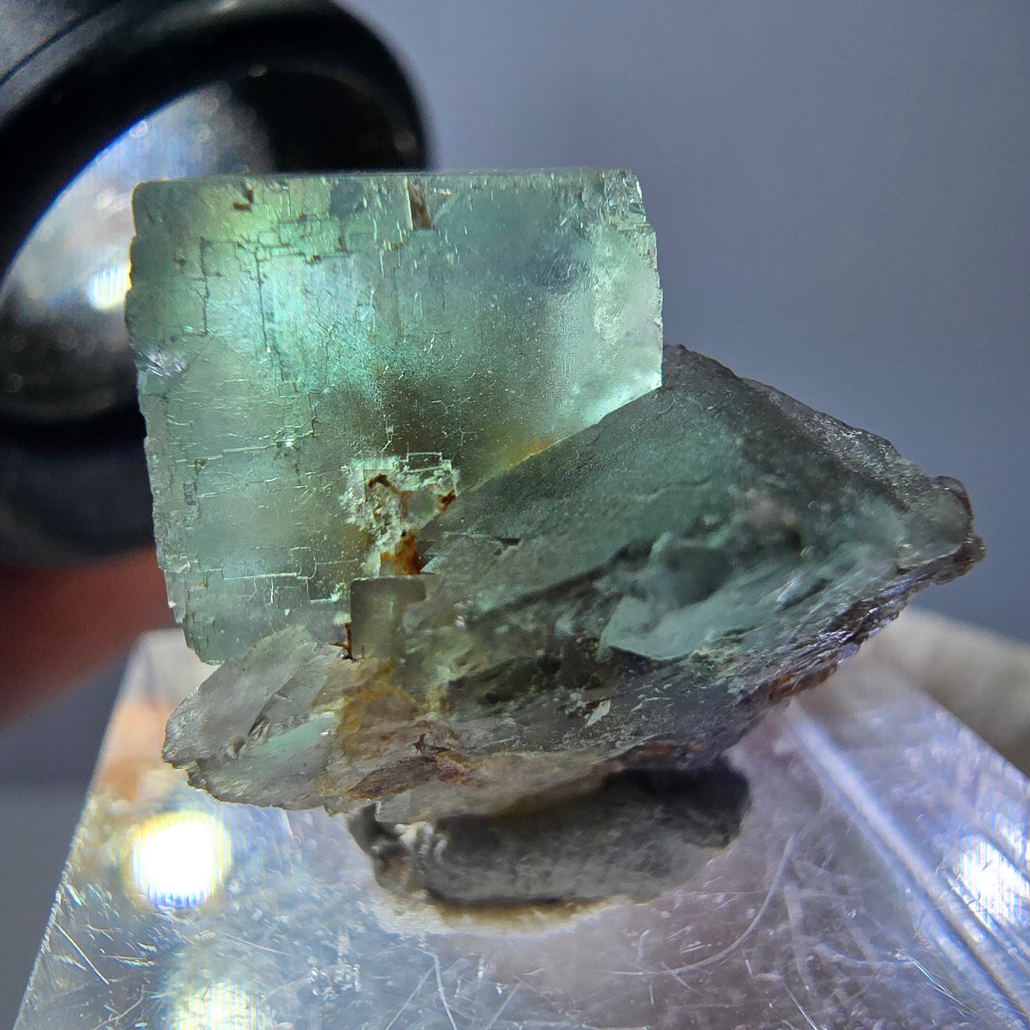 Seltene Phantom Fluorit Würfel Stufe, grün Okorusu, Namibia 22*19*18mm