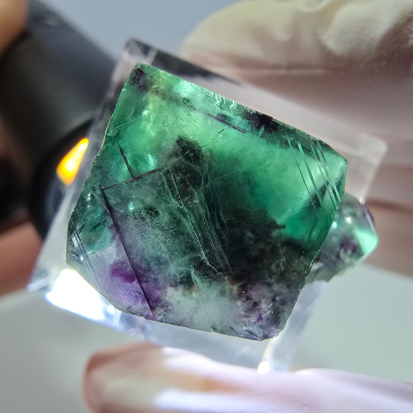 Phantom Fluorit Würfel Stufe, grün lila Okorusu, Namibia 21*18*14mm