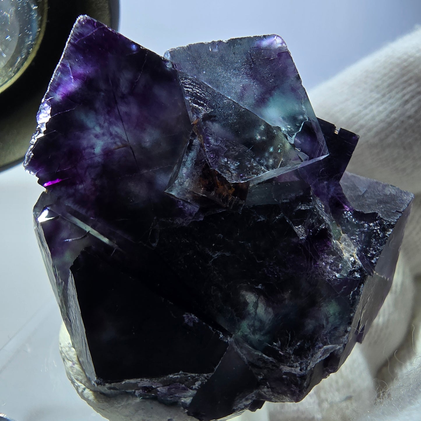 Rare Phantom Fluorite Cube Specimen zonal green purple Okorusu, Namibia 41*34*21mm