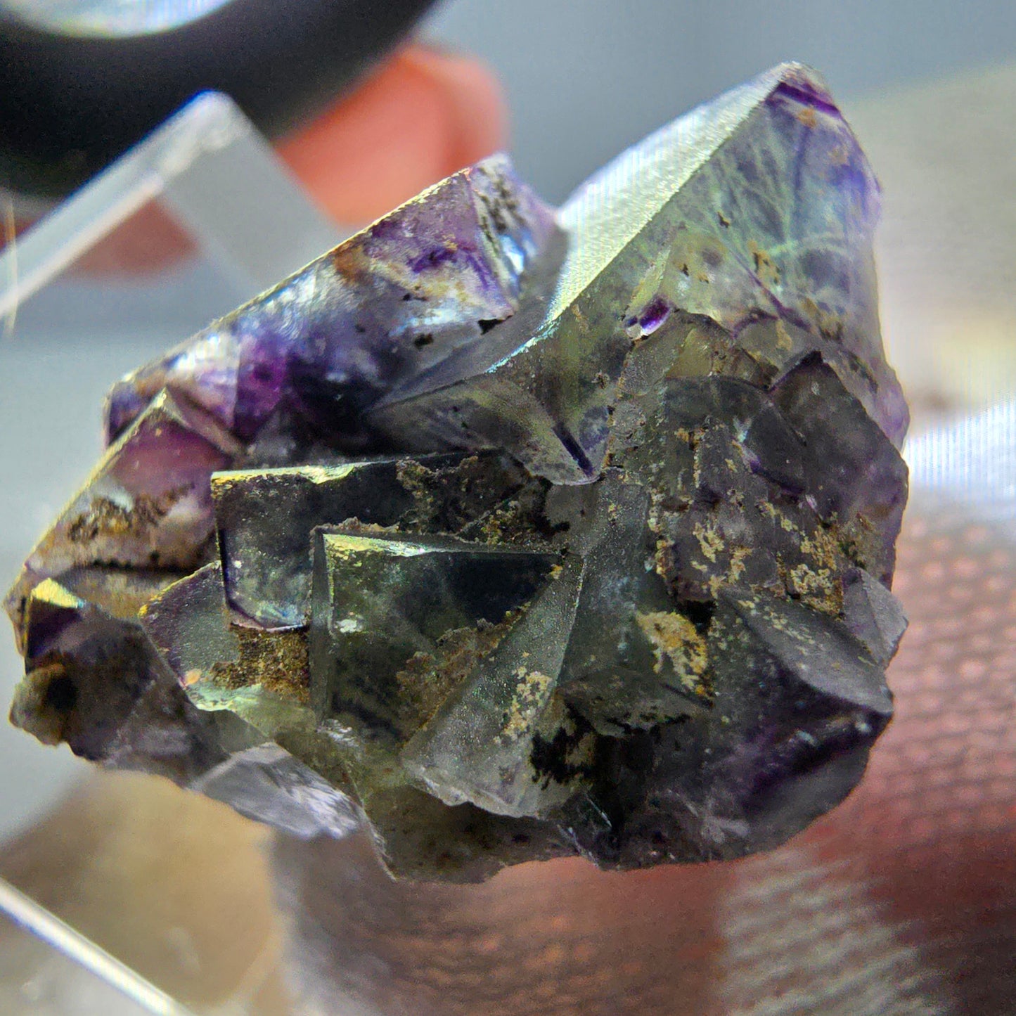 Cube de fluorite fantôme zonal, spécimen d'orthose, Erongo, Namibie, 27 x 26 x 18 mm