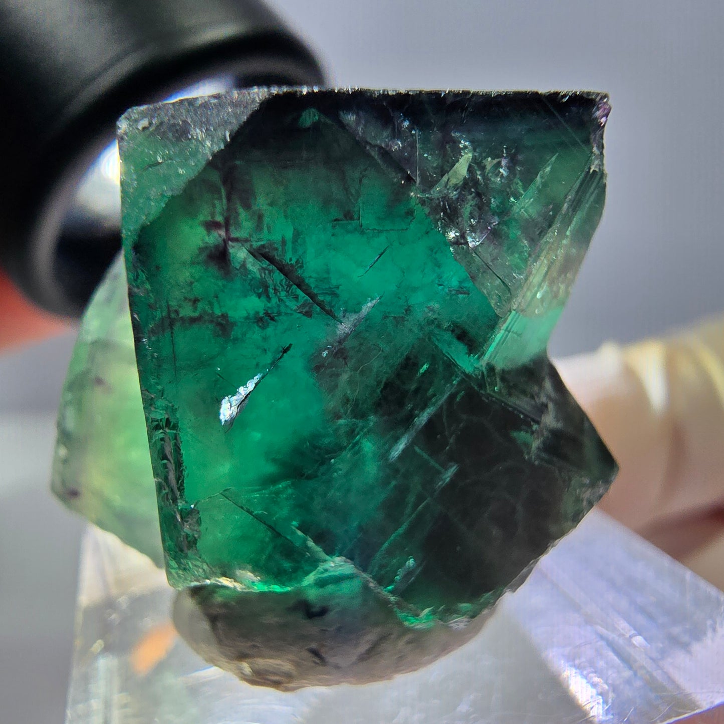 Phantom Fluorit Würfel Stufe, parkettiert grün lila Okorusu, Namibia 25*24*22mm
