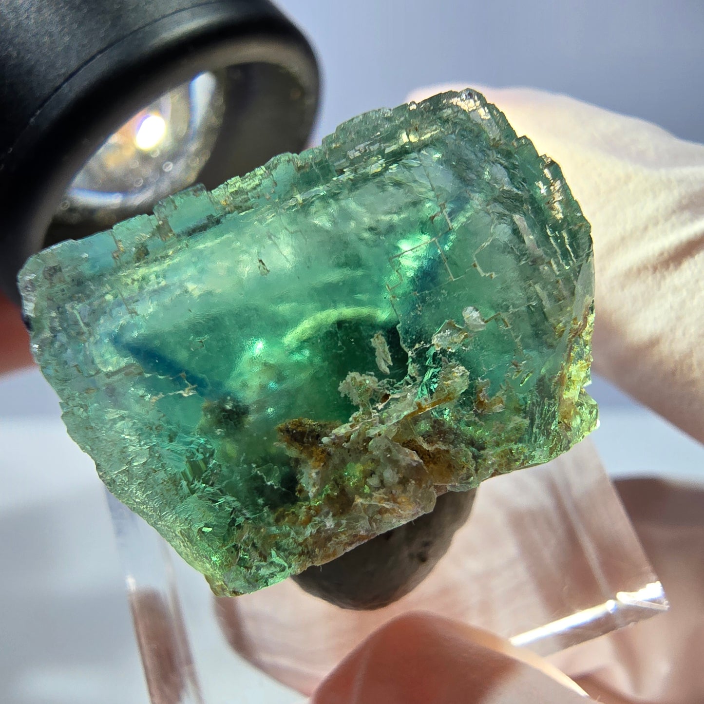 Klarer Phantom Fluorit Würfel parkettiert, grün Okorusu, Namibia 22*17*16mm
