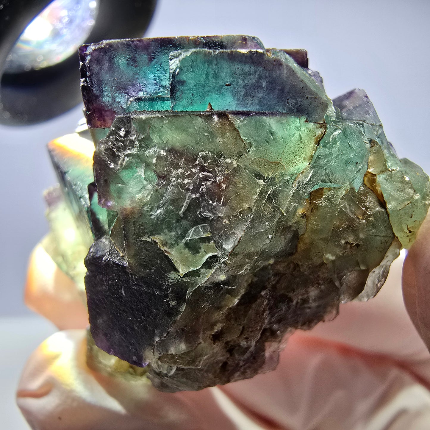 Spécimen de cube de fluorite fantôme parqueté vert violet Okorusu, Namibie 40*36*26 mm