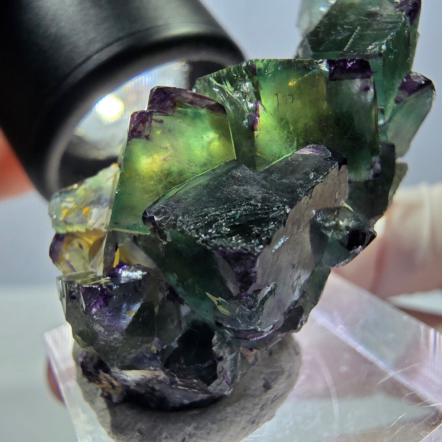 Phantom Fluorit Würfel Stufe, grün lila Okorusu, Namibia 39*18*12mm