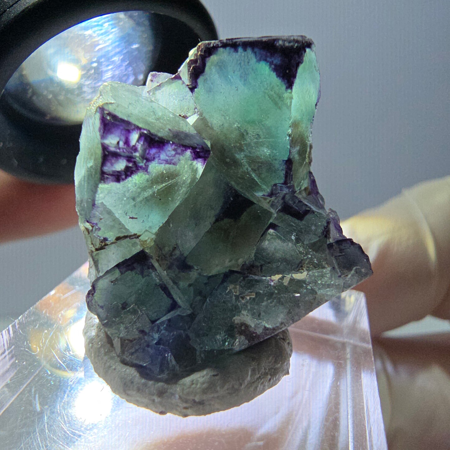 Phantom Fluorit Würfel Stufe, parkettiert, zonal Okorusu, Namibia 28*24*18mm