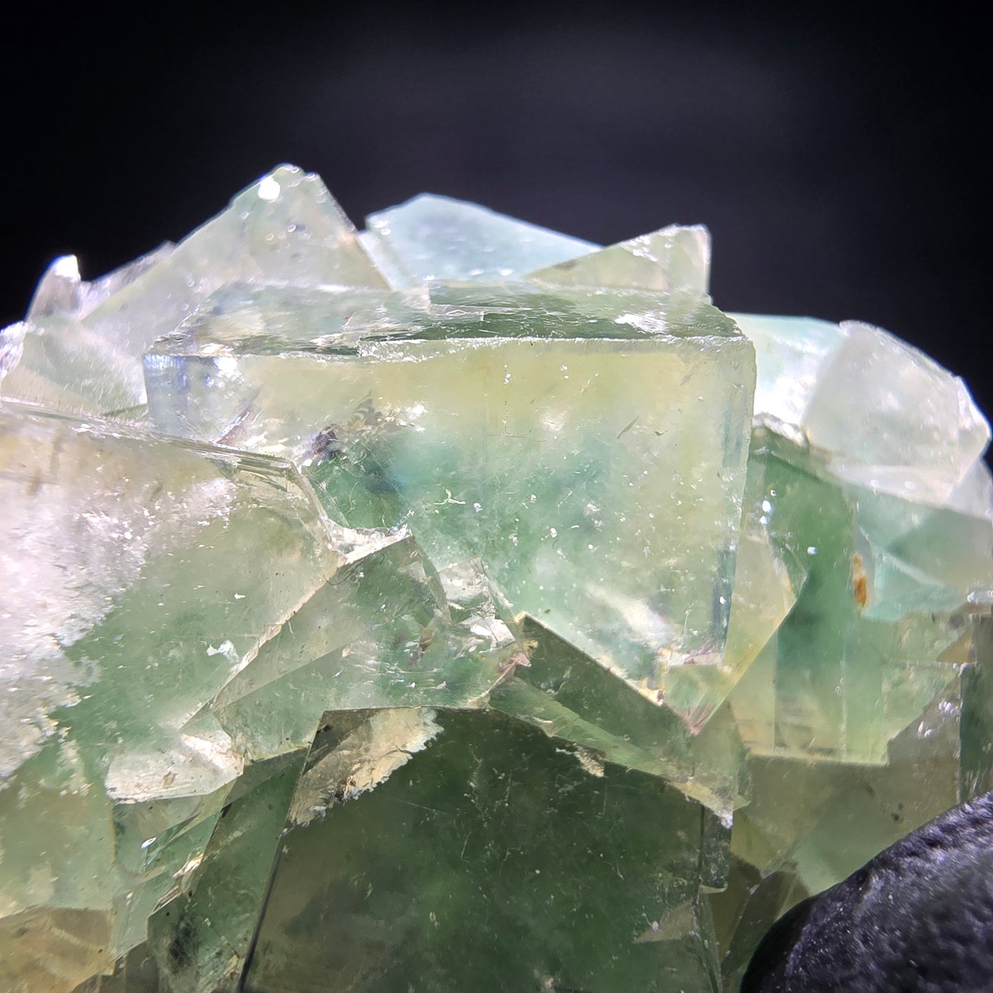 Cube de fluorite fantôme transparent, vert jaune Okorusu namibie 53x47x18mm, Collection