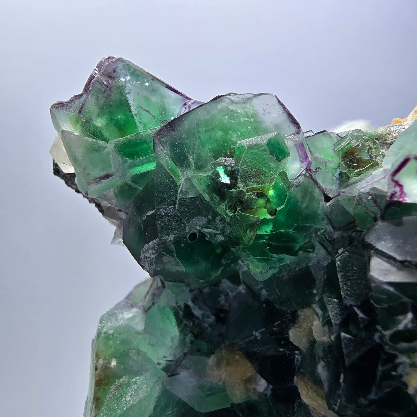 Phantom Fluorit zonal Schörl Rauchquarz Muskovit Hyalit Erongo, Namibia 69*56*40mm