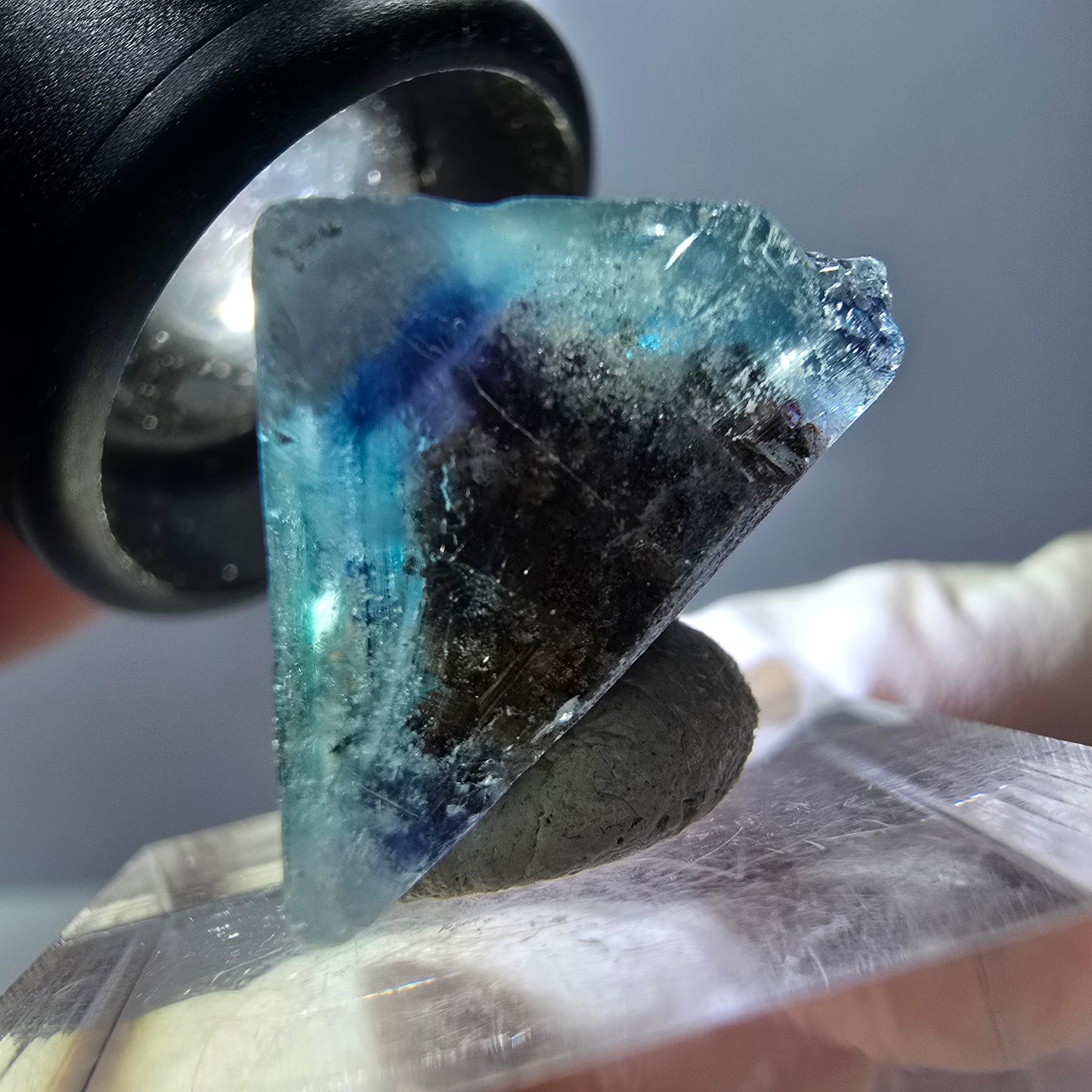 Phantom Fluorite cube parquetted, green purple Okorusu, Namibia 18*18*17mm