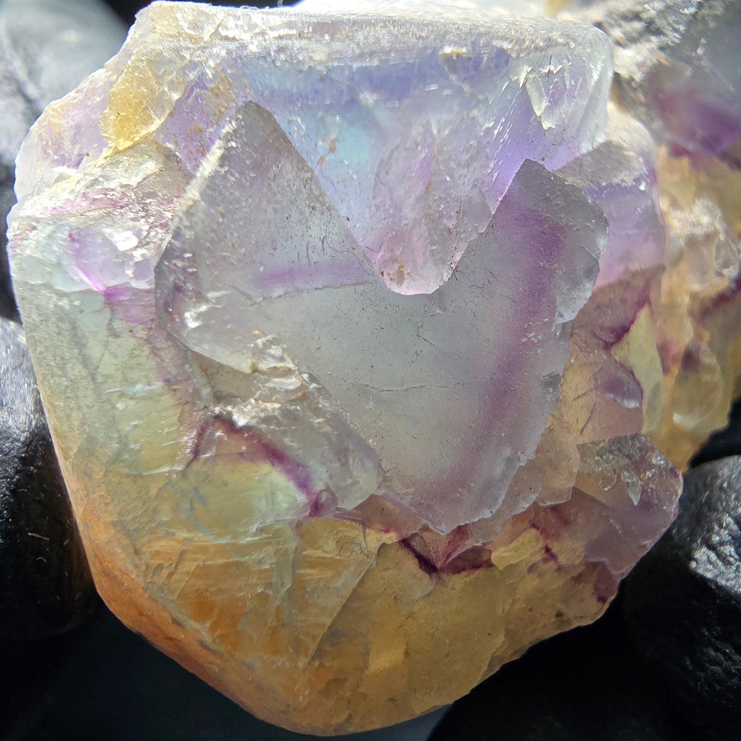 Cube de fluorite fantôme vert violet, spécimen de quartz Omehane, namibie 50*32*24mm