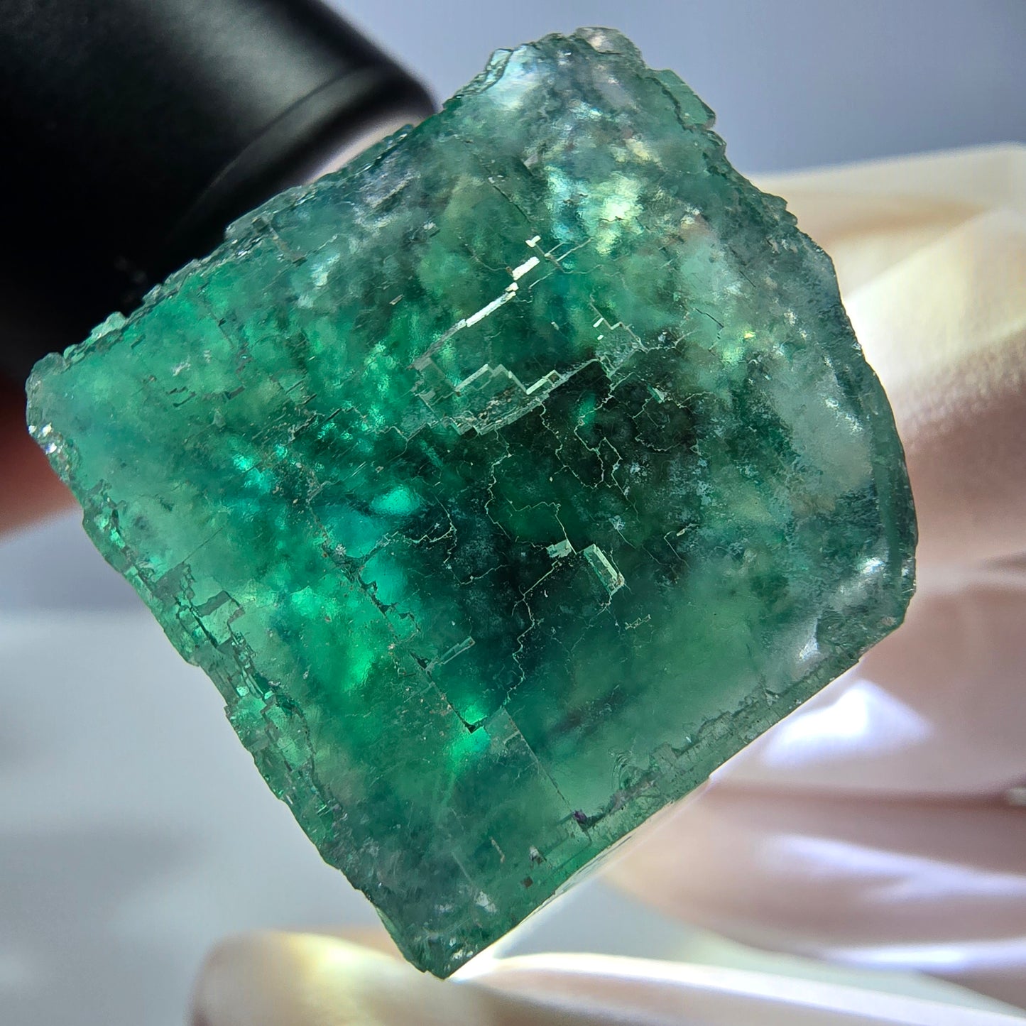 Klarer Phantom Fluorit Würfel parkettiert, grün Okorusu, Namibia 26*25*25mm