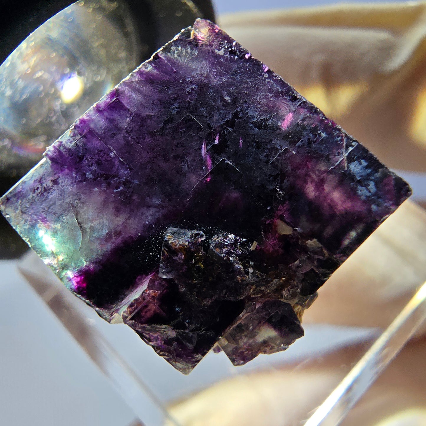 Phantom Fluorit Würfel parkettiert, grün lila Okorusu, Namibia 16*16*16mm