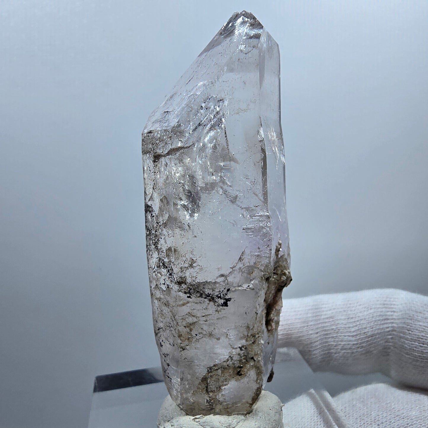 Sceptre fantôme squelette en améthyste DT, calcite Valentine Pocket Goboboseb Namibie 75 x 26 x 20 mm