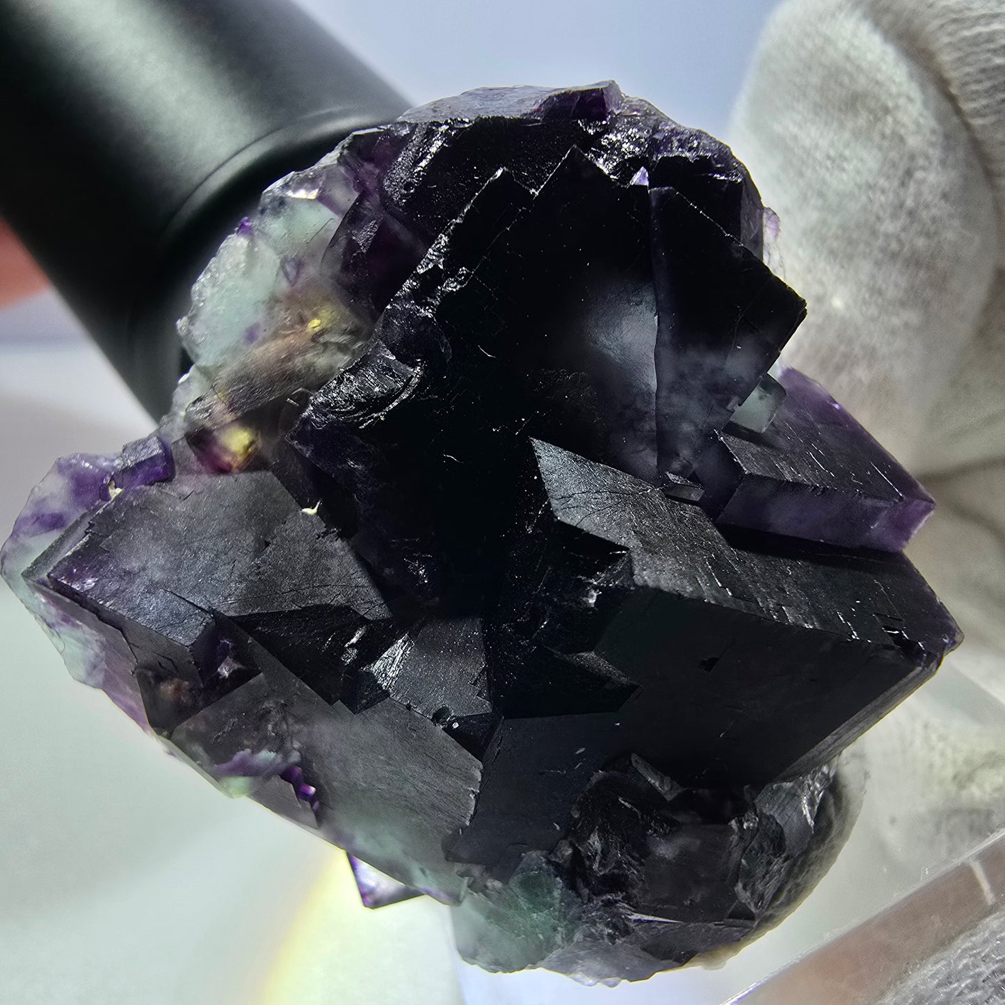 Rare Phantom Fluorite Cube Specimen zonal green purple Okorusu, Namibia 40*39*21mm