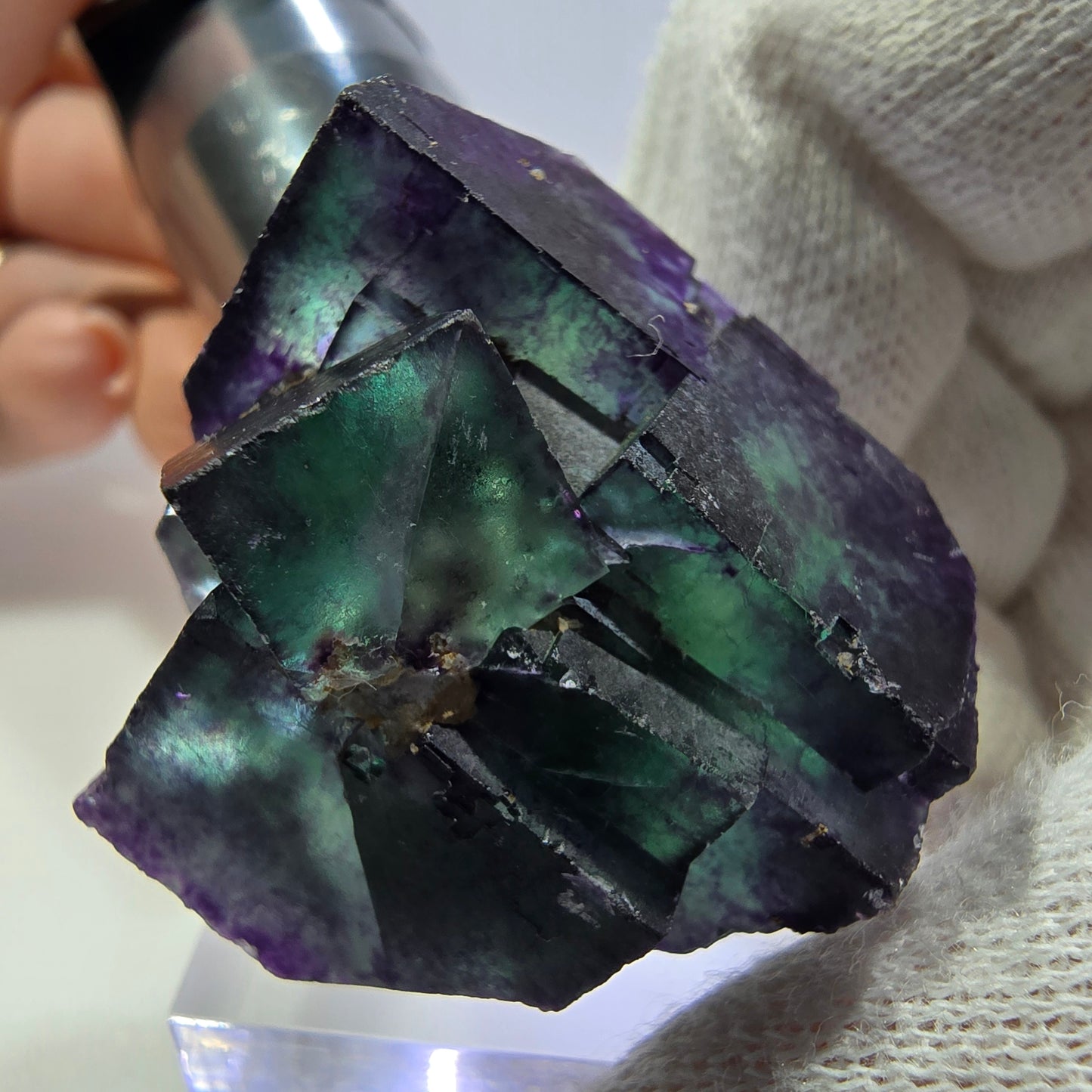 Klare Phantom Fluorit Würfel Stufe zonal grün lila Okorusu, Namibia 33*28*26mm