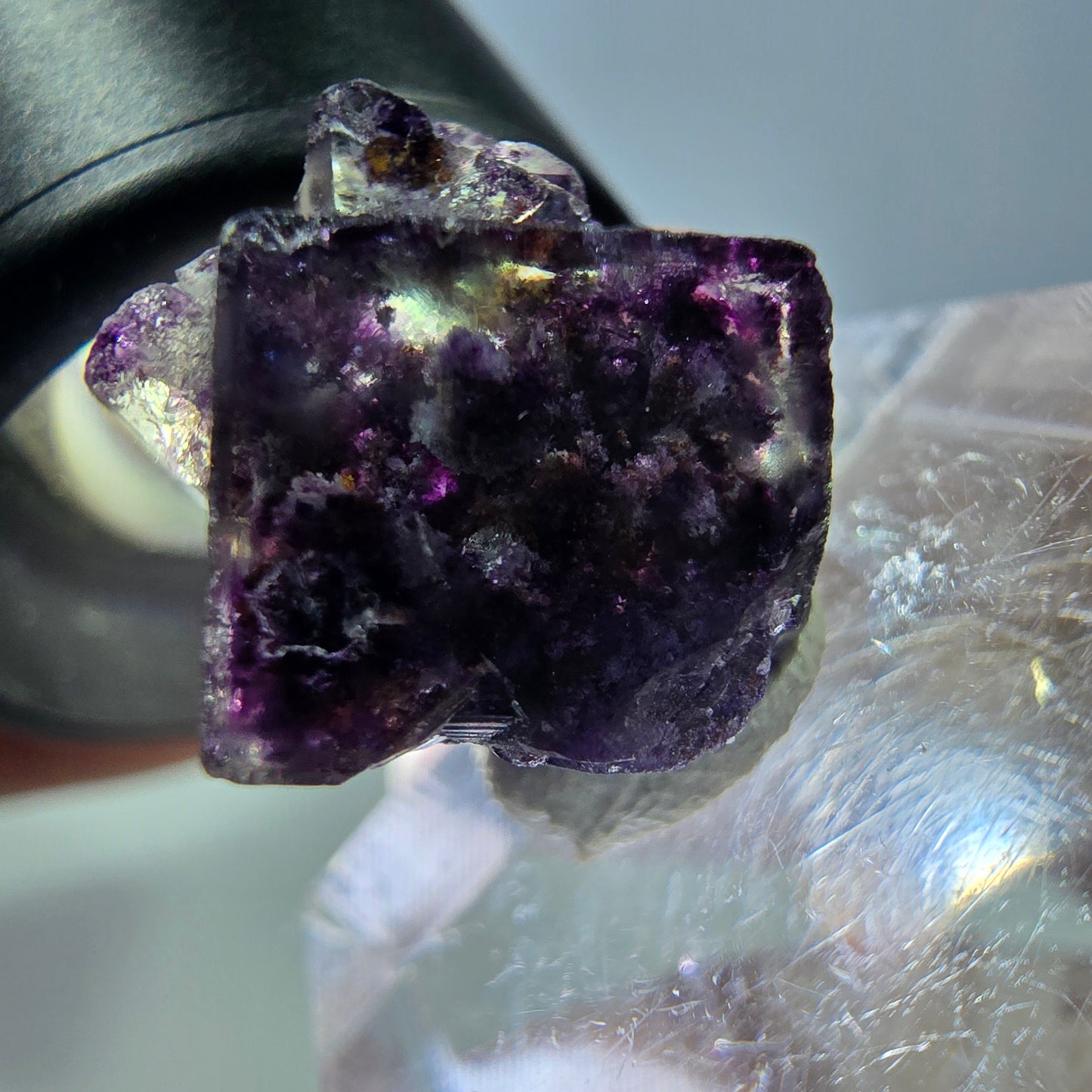 Phantom Fluorit Würfel Stufe, parkettiert grün lila Okorusu, Namibia 15*15*10mm