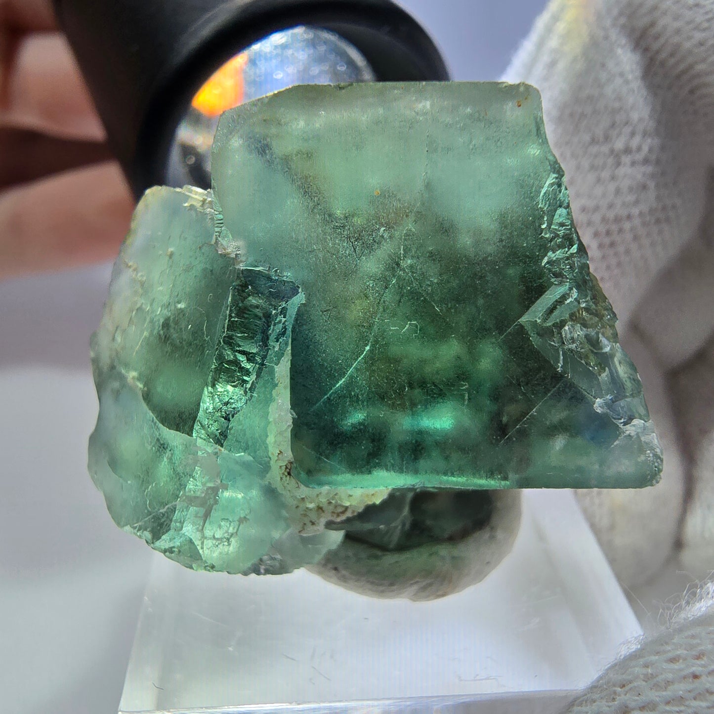 Clear Phantom Fluorite Cube Specimen, green turquoise Okorusu, Namibia 32*25*19mm