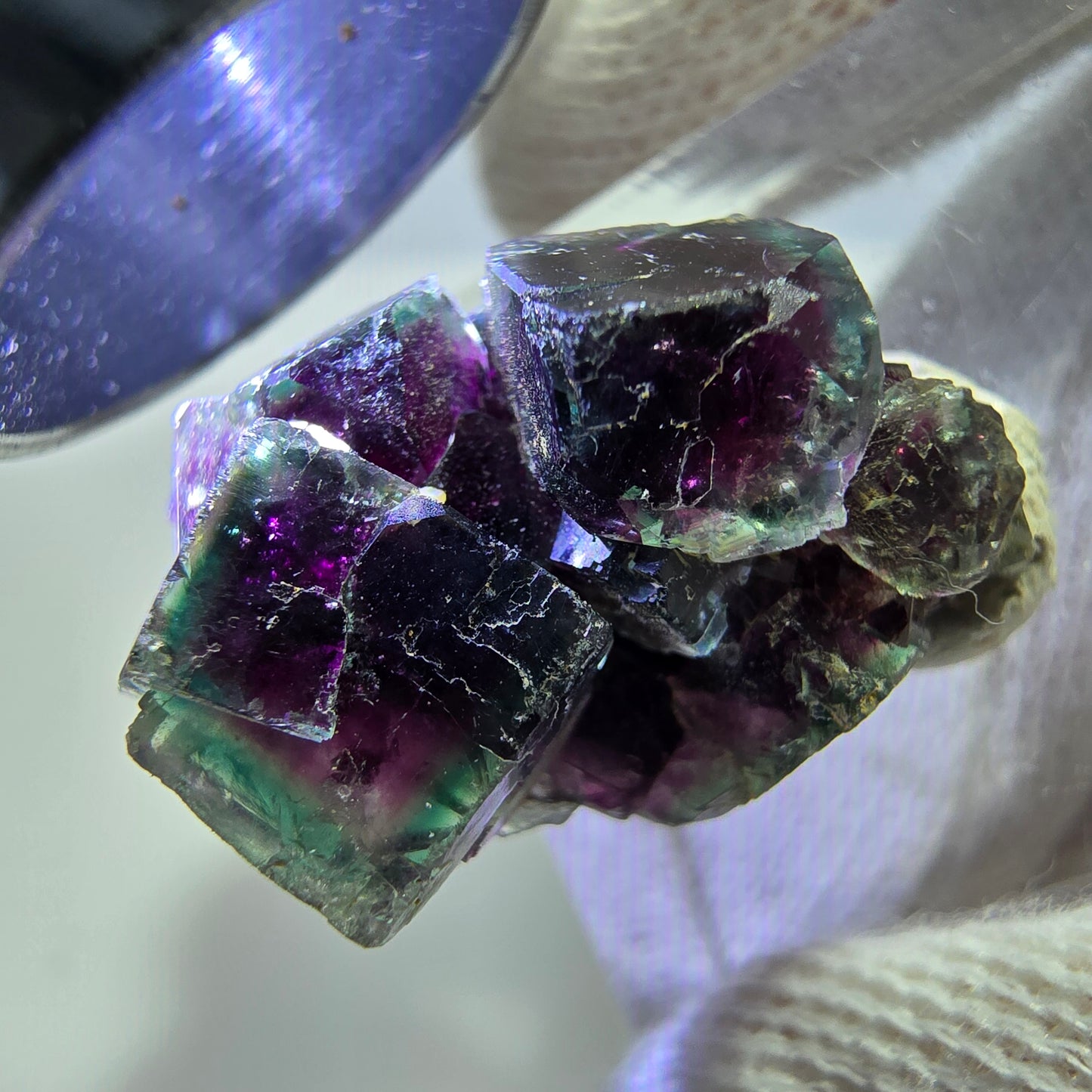 Seltene Phantom Fluorit Würfel Stufe, grün pink Okorusu, Namibia 24*16*14mm