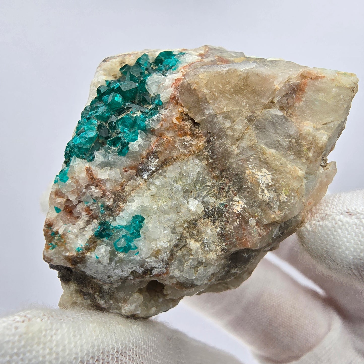 Rare Dioptase on Quartz Specimen Kaokoveld, Namibia 53*41*28mm Mineral Collection