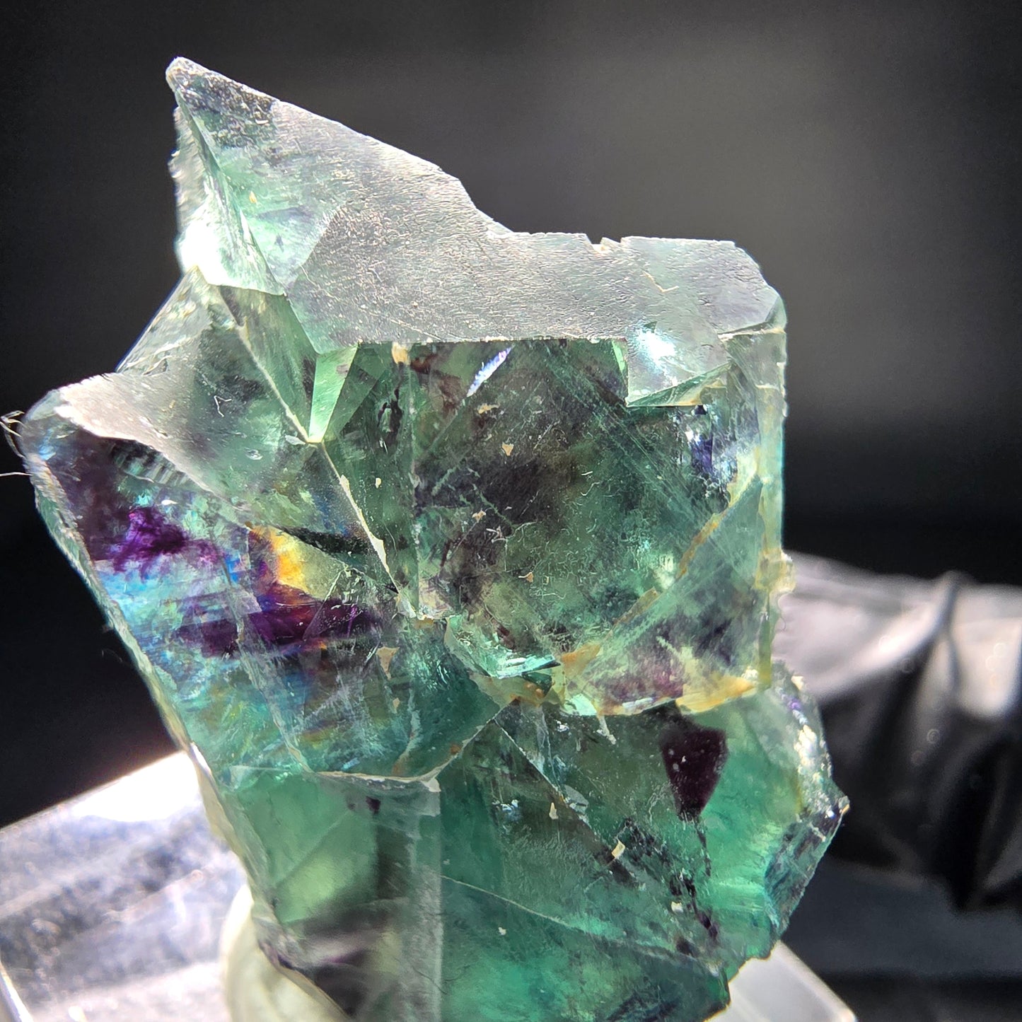 Seltene zonare Phantom Fluorit Würfel Stufe grün lila Okorusu Namibia 39*22*21mm