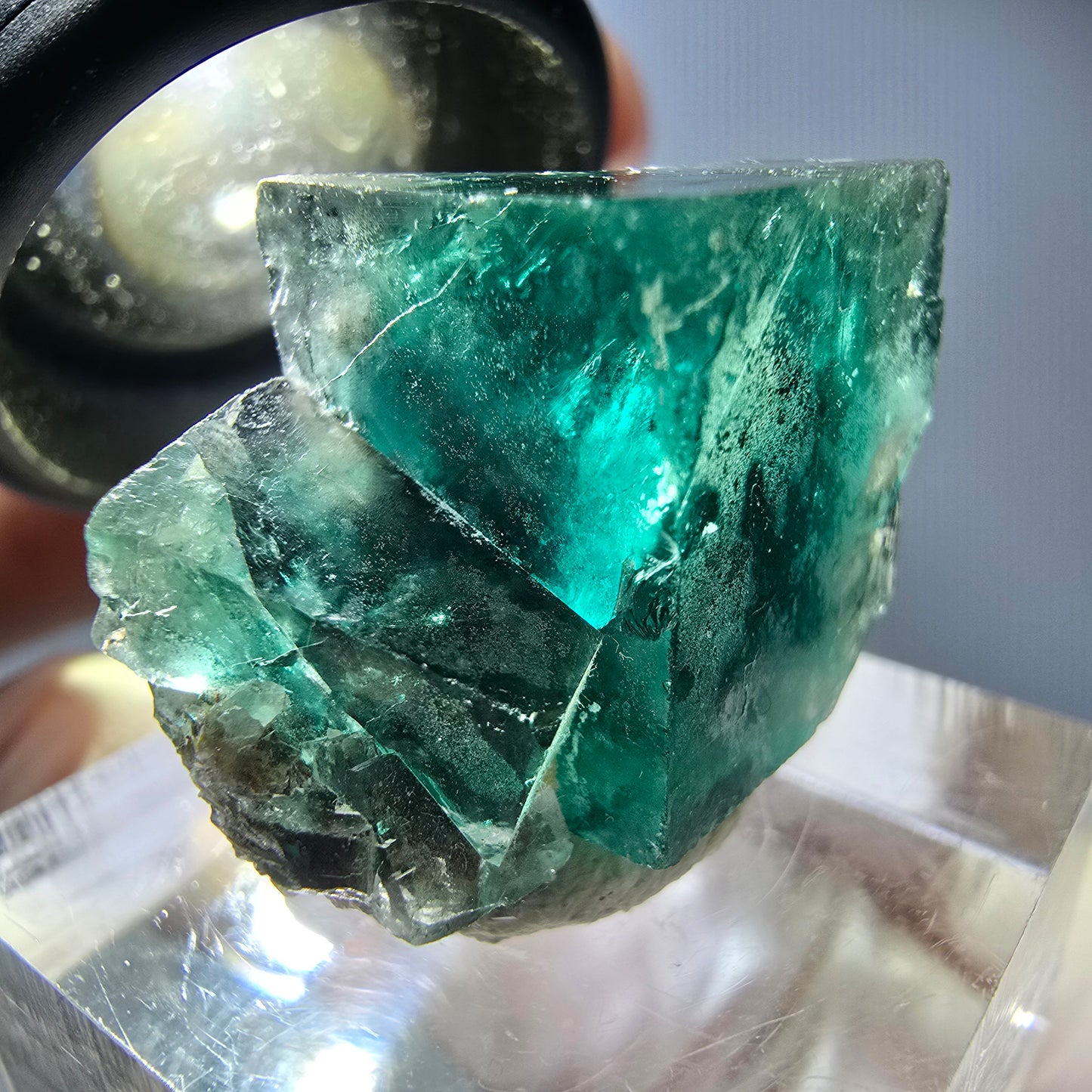 Seltene Phantom Fluorit Würfel Stufe, grün Okorusu, Namibia 23*19*15mm
