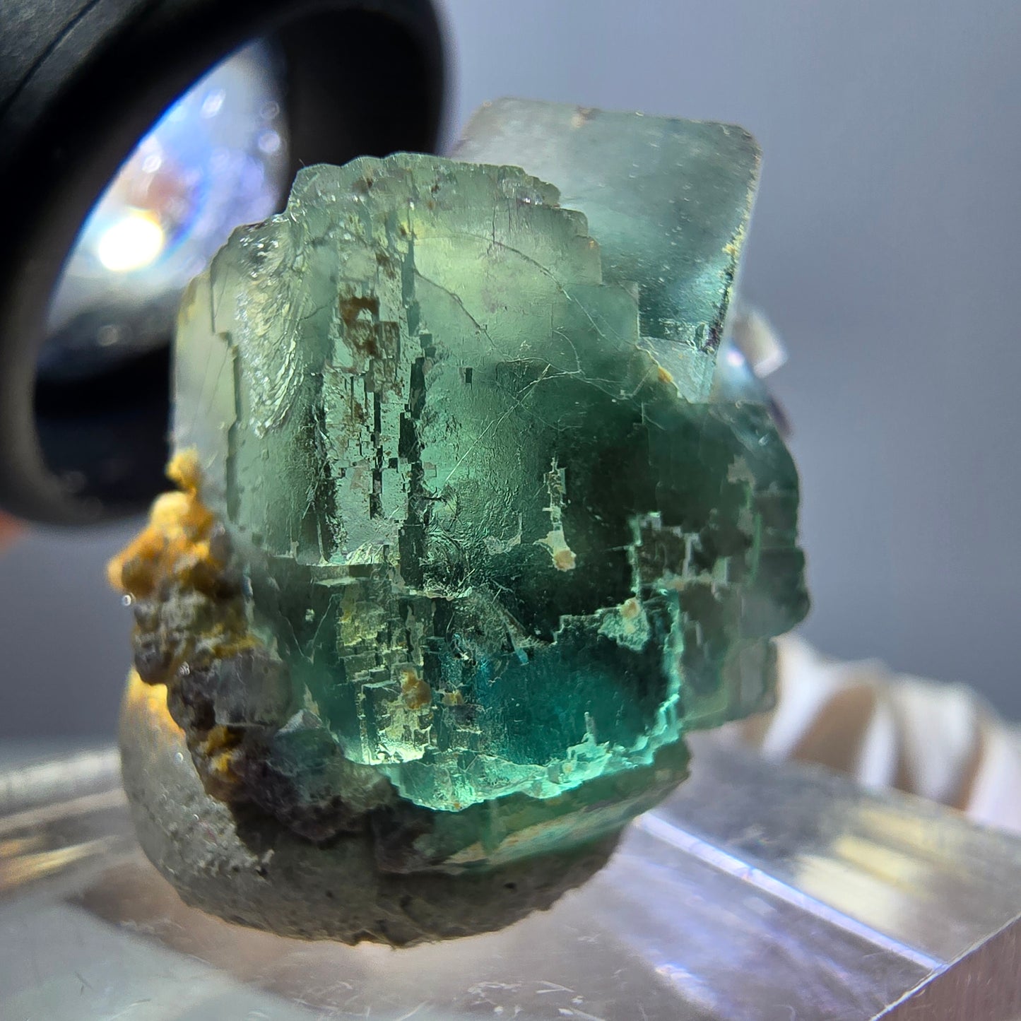 Spécimen de cube de fluorite fantôme, parquet vert Okorusu, Namibie 25 x 20 x 15 mm