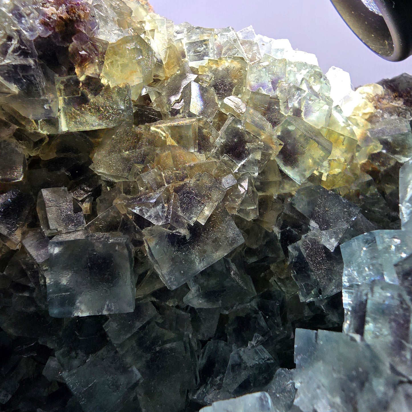 Spécimen de cube de fluorite fantôme XL, parqueté, vert violet Okorusu, Namibie 181*124*74mm