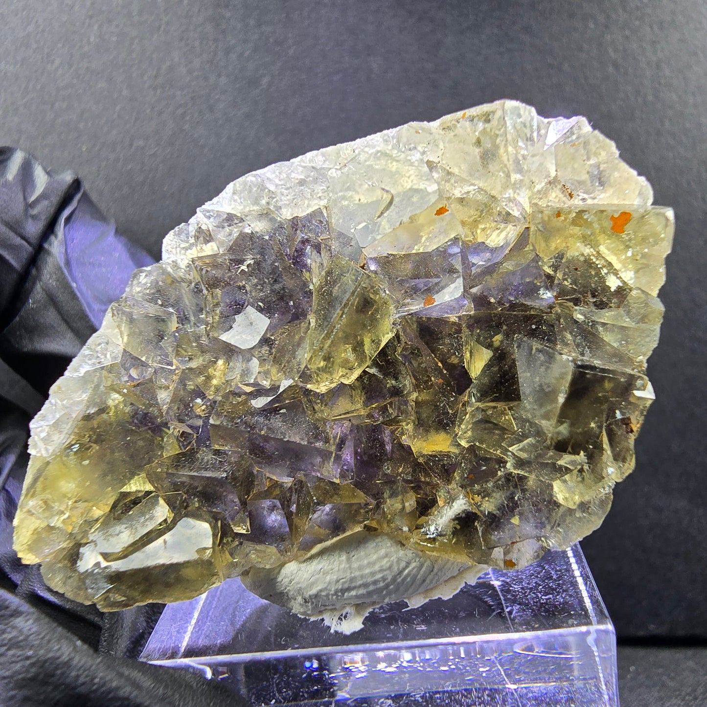 Seltene Honey Pocket Phantom Fluorit XX Würfel Stufe 44*28*13mm Okorusu, Namibia