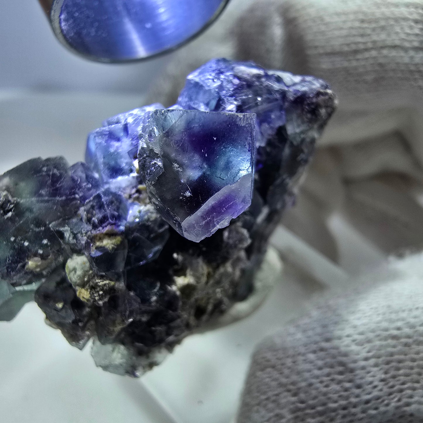 Clear Phantom Fluorite Cube Specimen zonal green purple Okorusu, Namibia 41*37*25mm