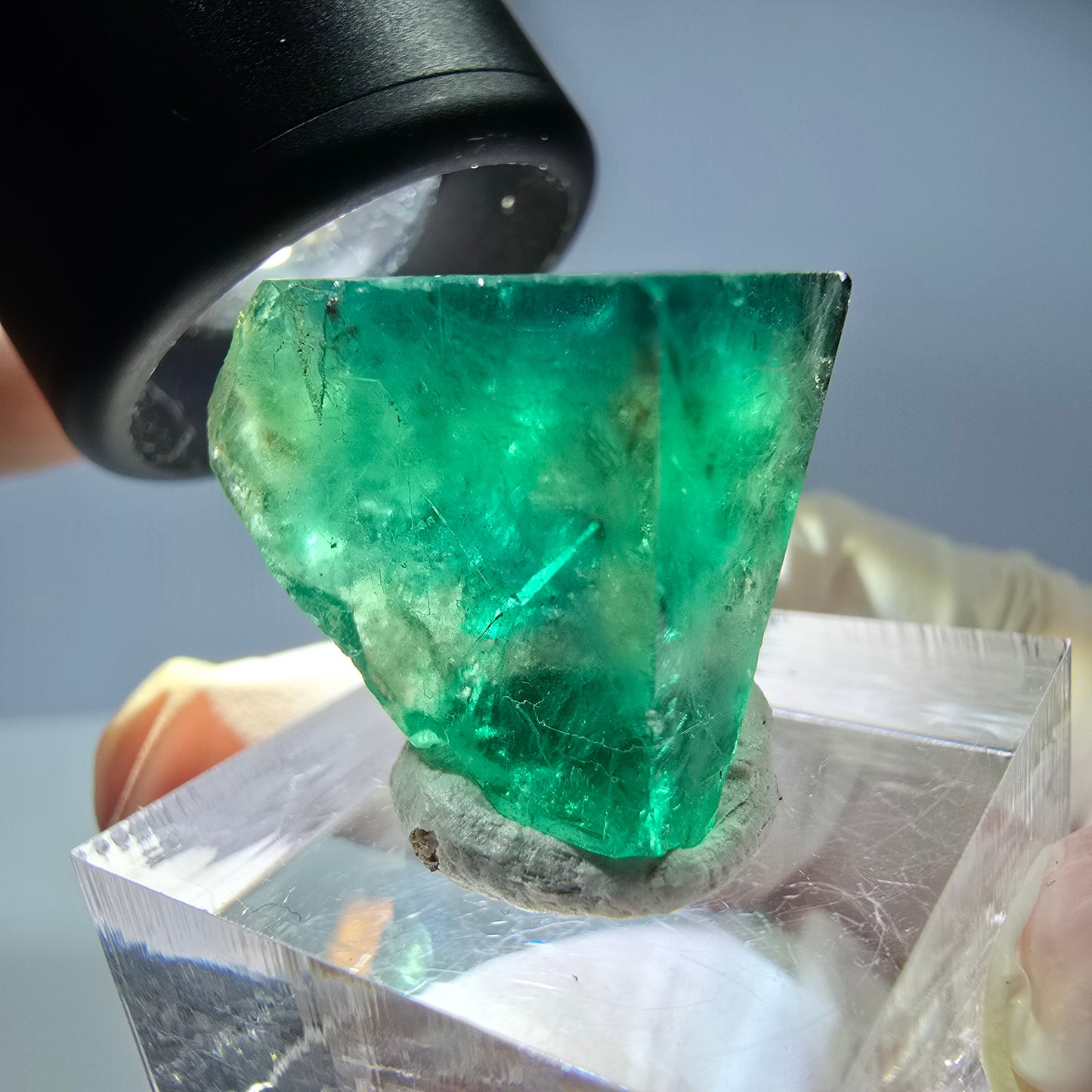 Rare cube de fluorite fantôme parqueté vert Okorusu, Namibie 21*18*12mm